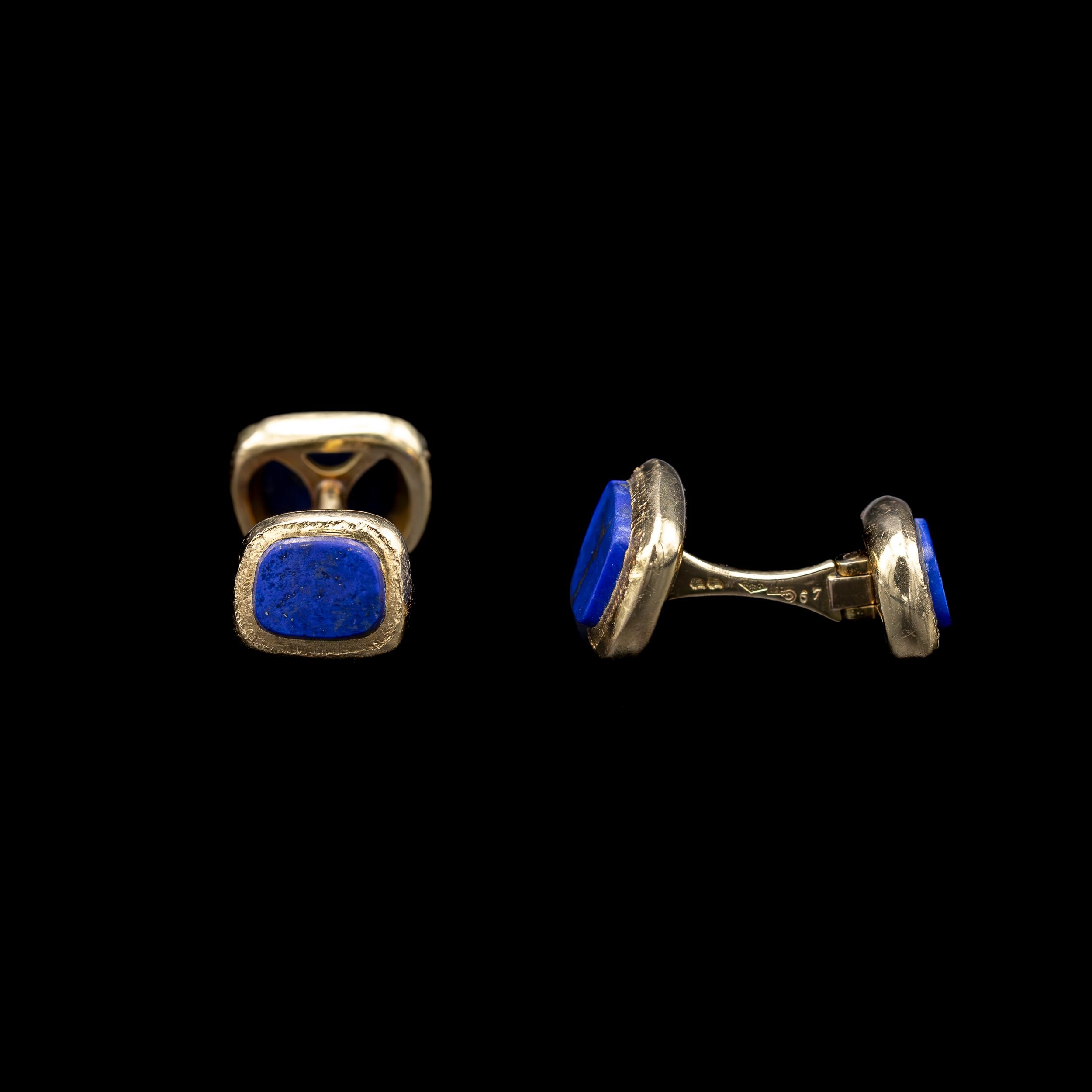Moderne VCA Van Cleef & Arpels Georges Lenfant Boutons de manchette en or jaune et lapis-lazuli des années 1960