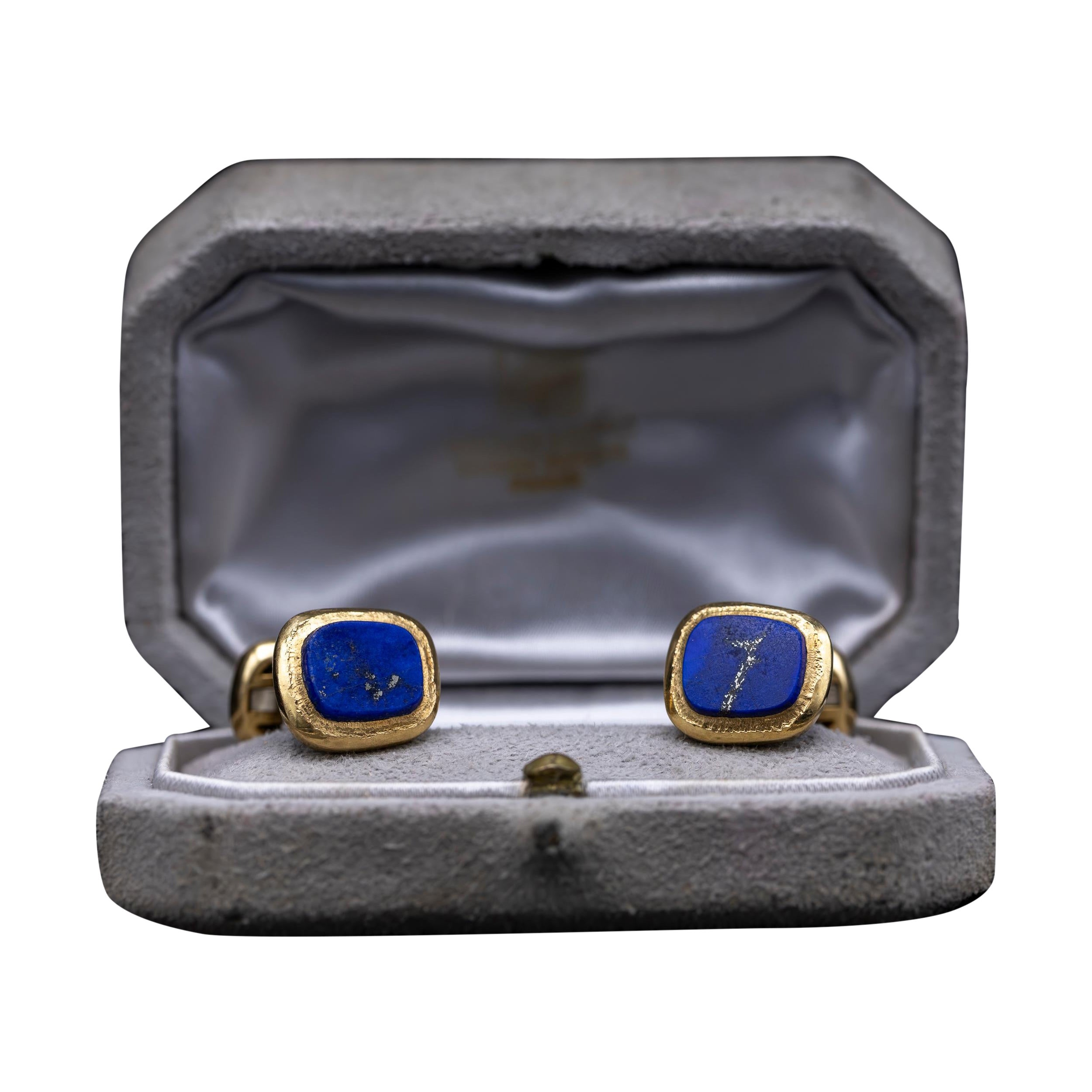 VCA Van Cleef & Arpels Georges Lenfant Boutons de manchette en or jaune et lapis-lazuli des années 1960