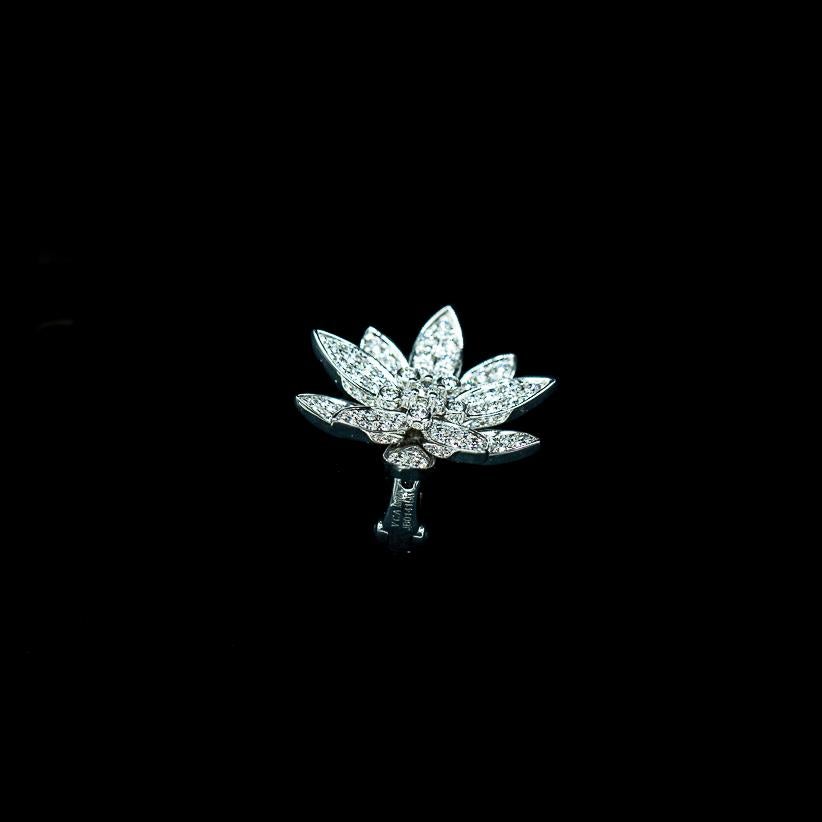 VCA Van Cleef & Arpels Lotus Diamond Earrings White Gold New York Box Papers For Sale 3