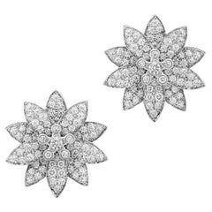 VCA Van Cleef & Arpels Lotus Diamond Earrings White Gold New York Box Papers