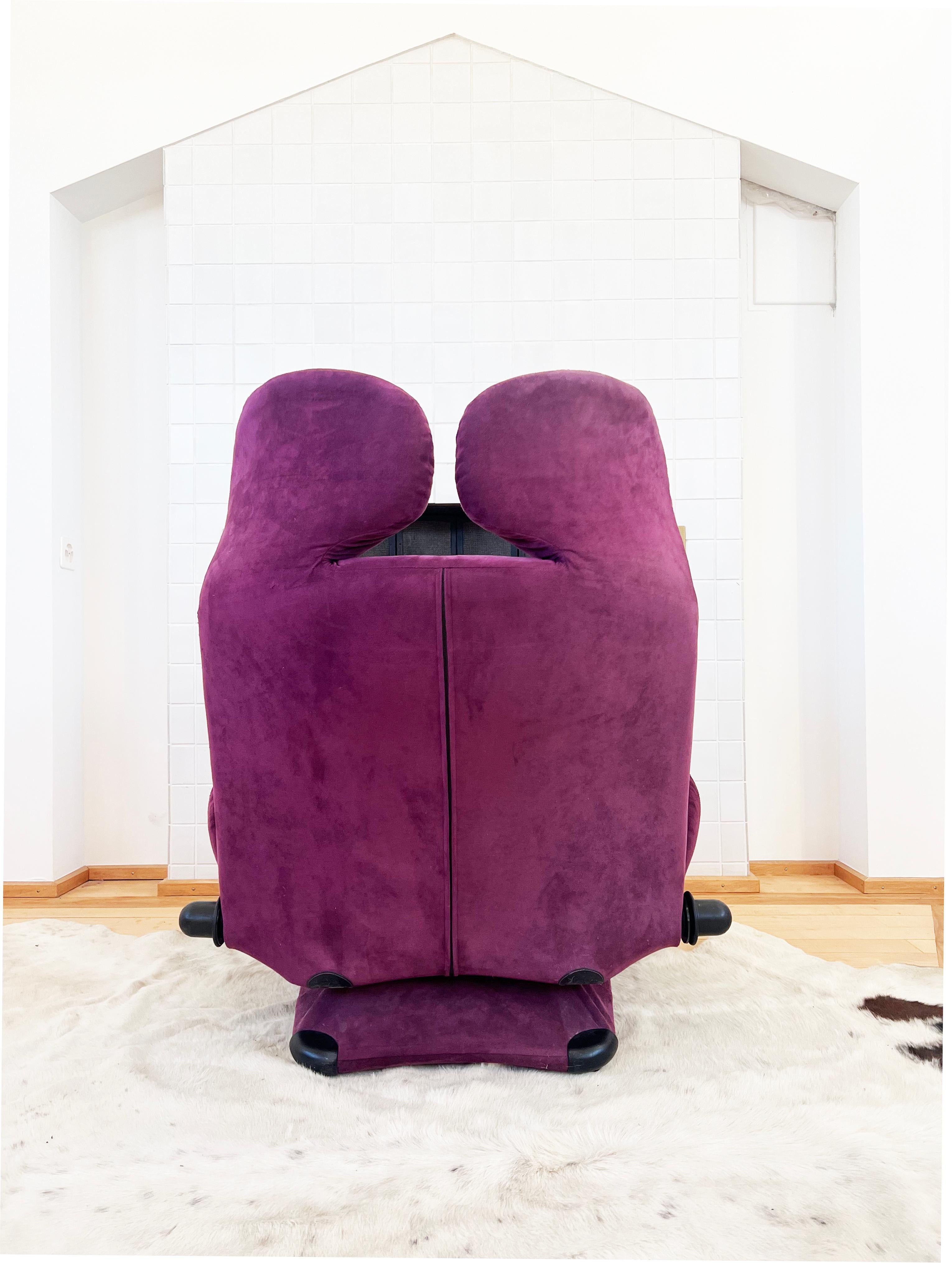 V.Cool Purple Suede Cassina 111 Wink Chaise Lounge by Toshiyuki Kita Japan Italy For Sale 4