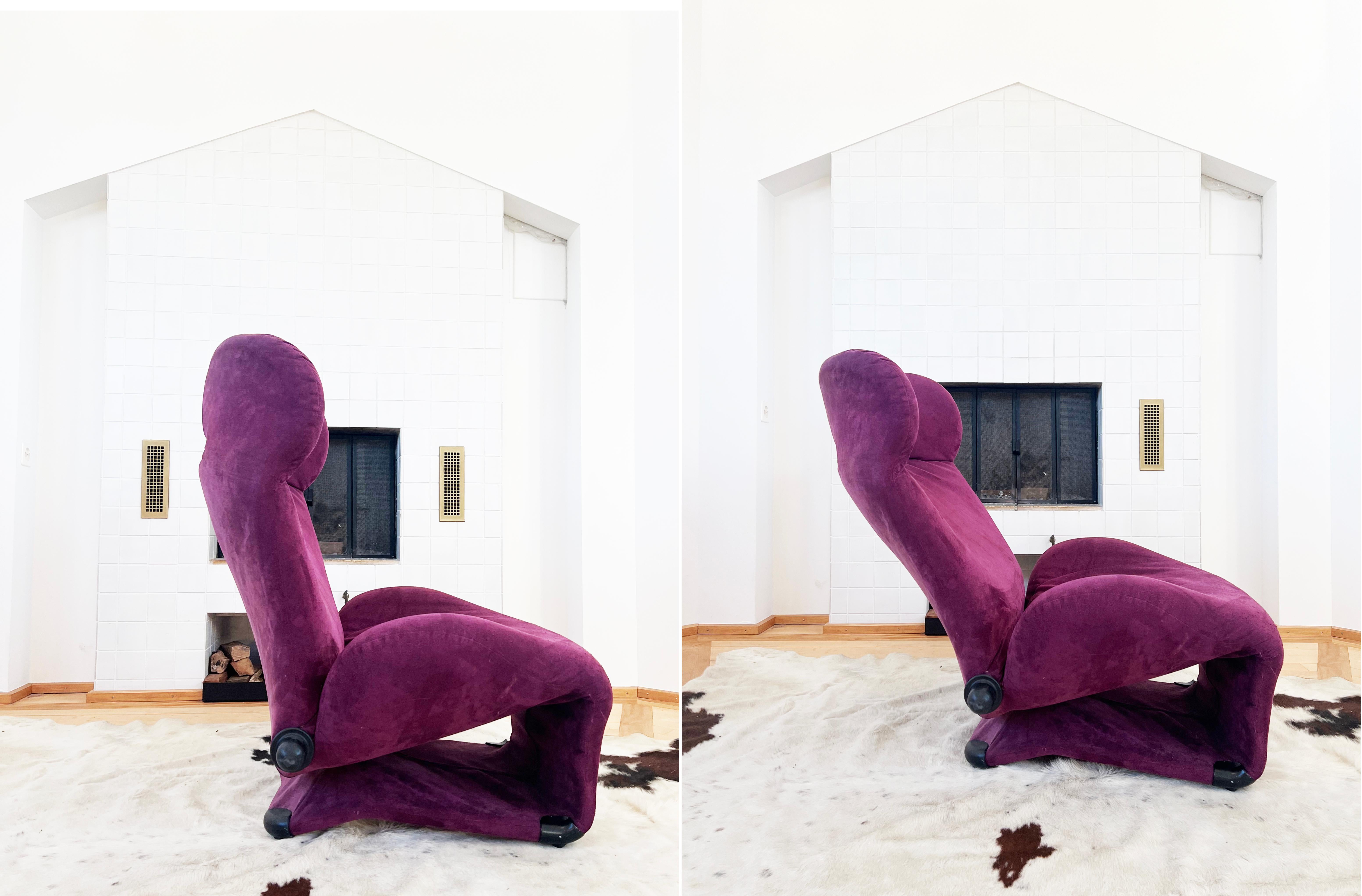 Italian V.Cool Purple Suede Cassina 111 Wink Chaise Lounge by Toshiyuki Kita Japan Italy For Sale