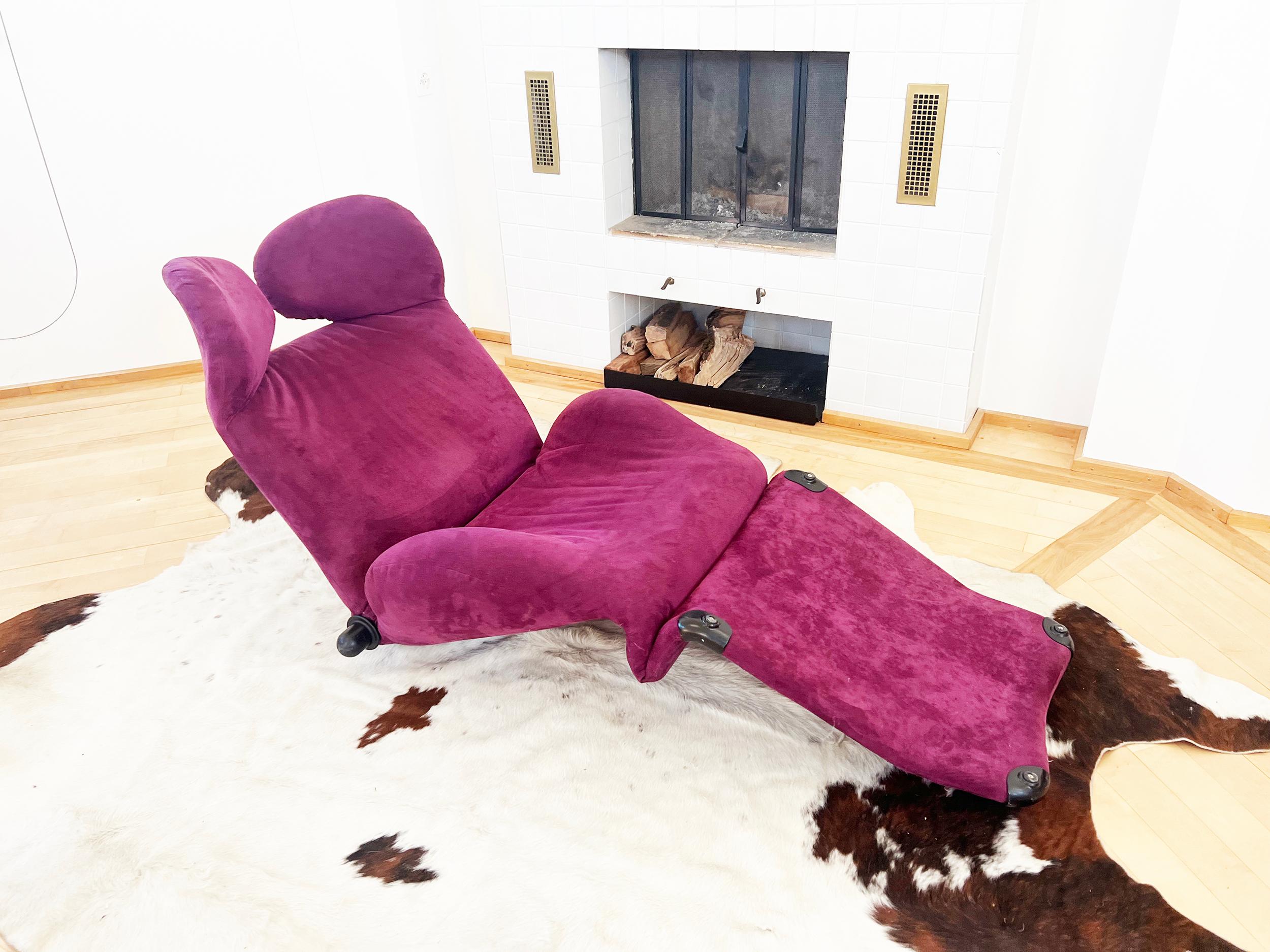 Chaise longue en daim violet V.Cool Cassina 111 de Toshiyuki Kita, Japon, Italie en vente 2