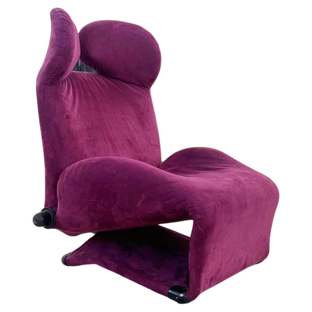 V.Cool Purple Suede Cassina 111 Wink Chaise Lounge by Toshiyuki Kita Japan Italy For Sale