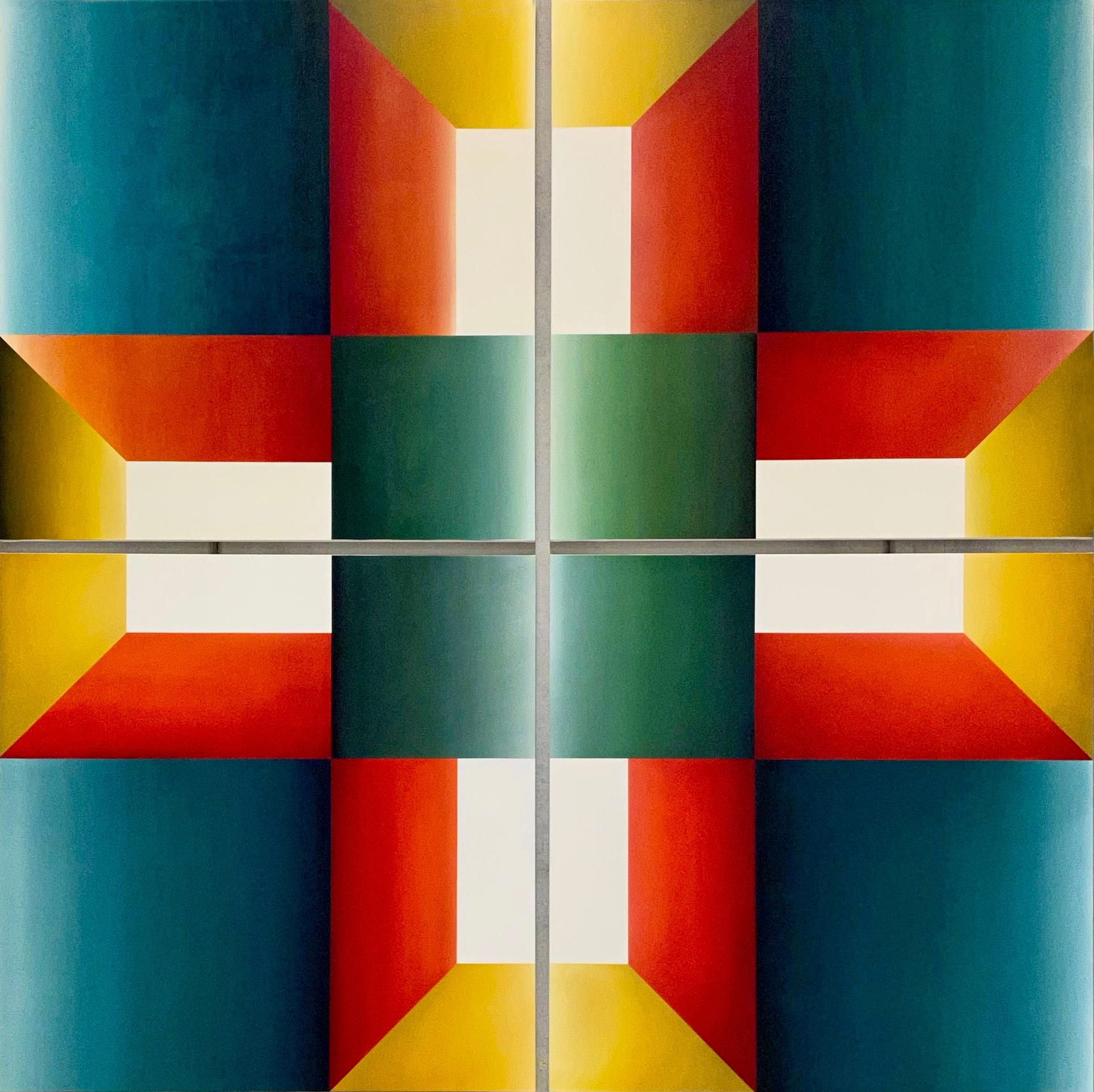 Abstract Painting Víctor Pérez-Porro - Geometric-Kaleidoscopic 2 - 21e siècle, peinture à l'huile, abstraction géométrique