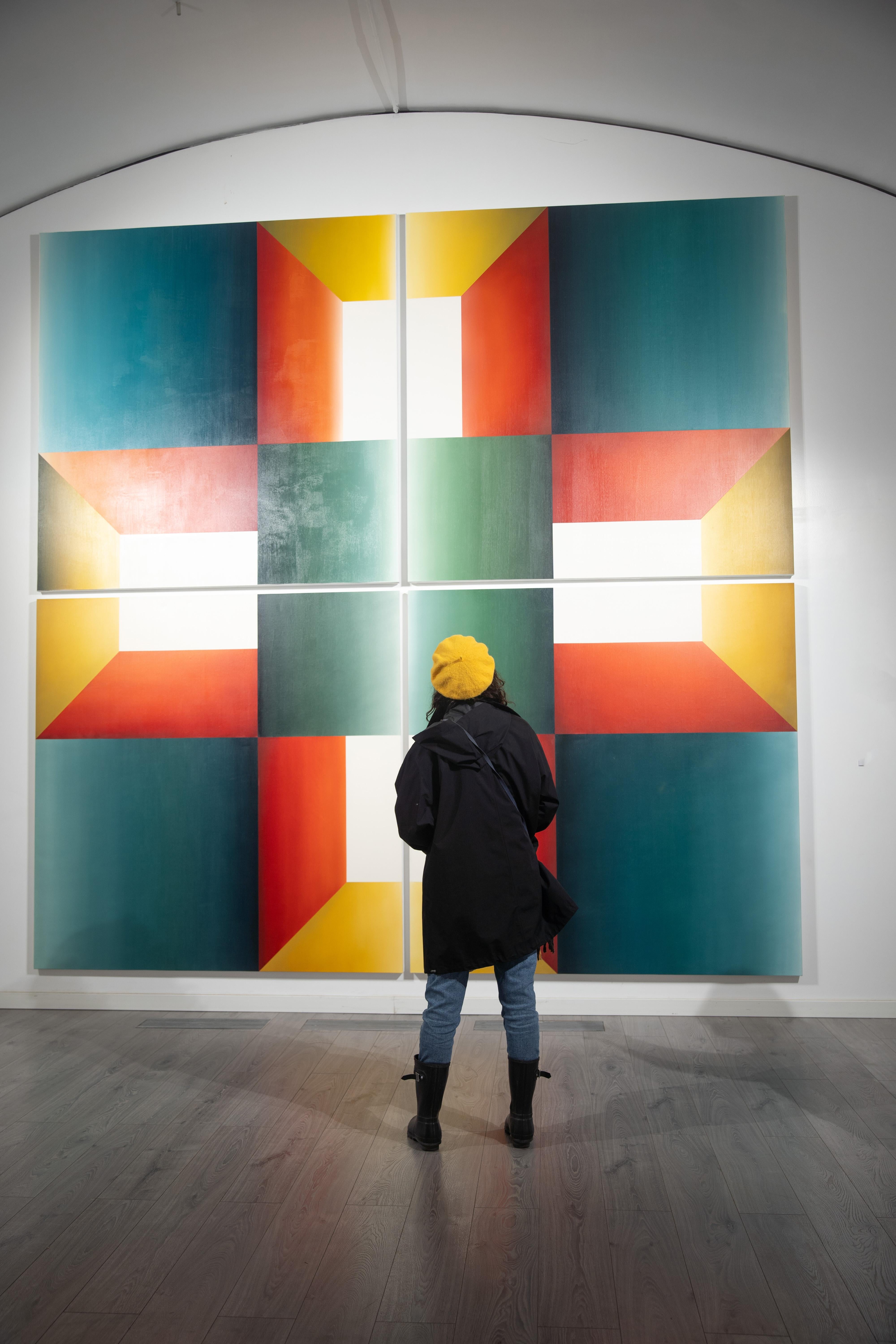 Geometric-Kaleidoscopic 2 - 21e siècle, peinture à l'huile, abstraction géométrique - Noir Abstract Painting par Víctor Pérez-Porro