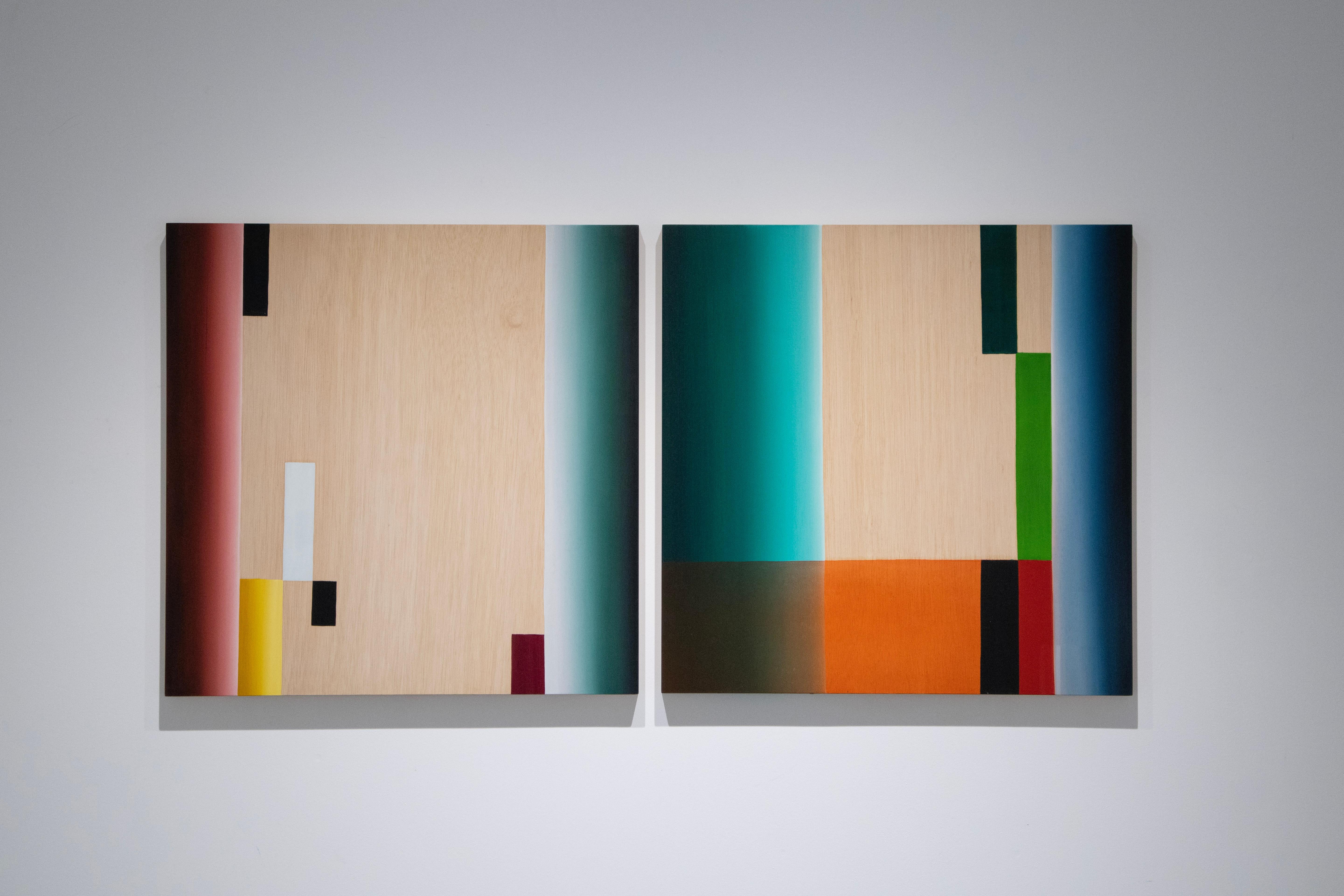 In Between Two- 21st Century, Oil painting, Geometric Abstraction - Painting by Víctor Pérez-Porro