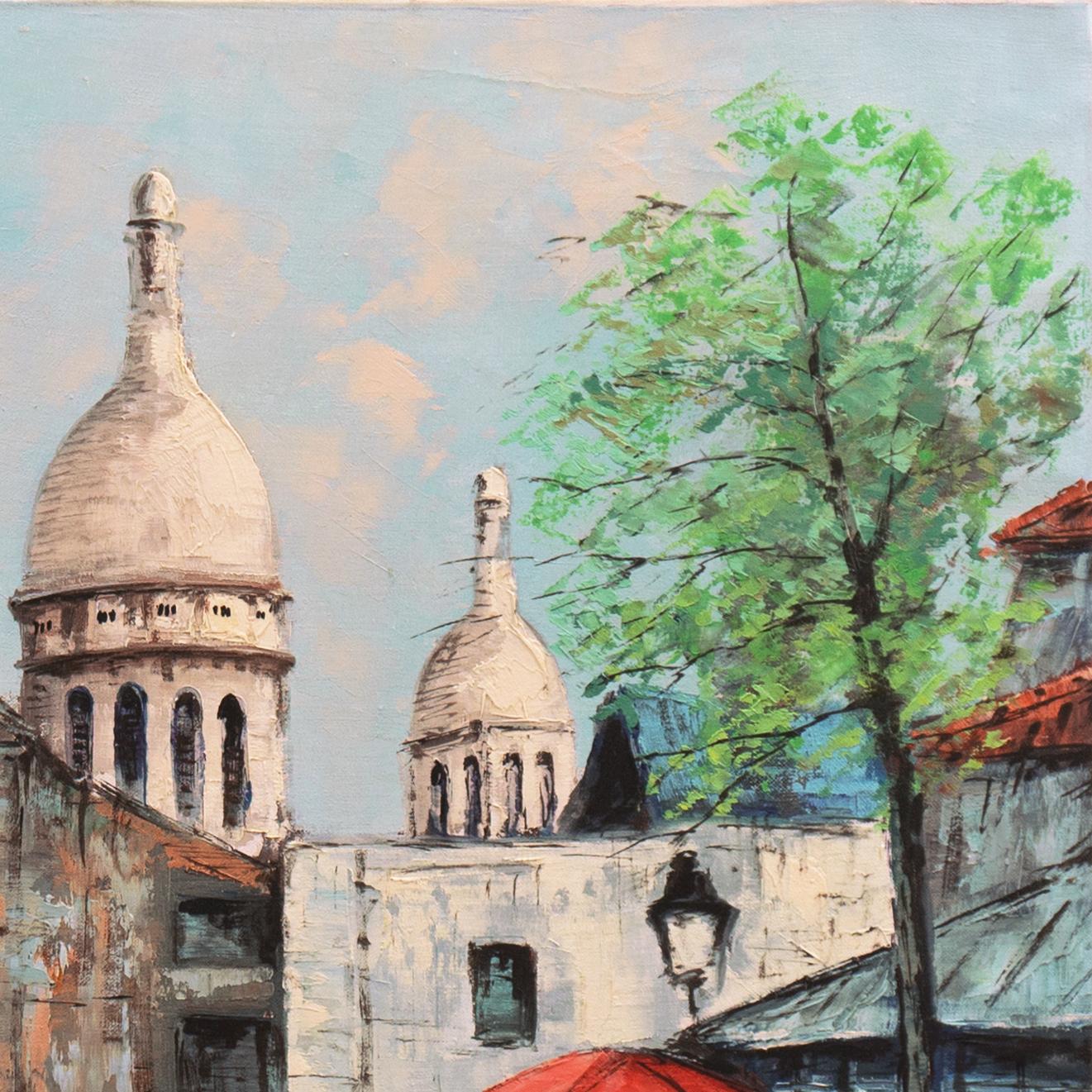 Montmartre in primavera', Parigi, Place du Tertre, Basilica del Sacro Cuore in vendita 1