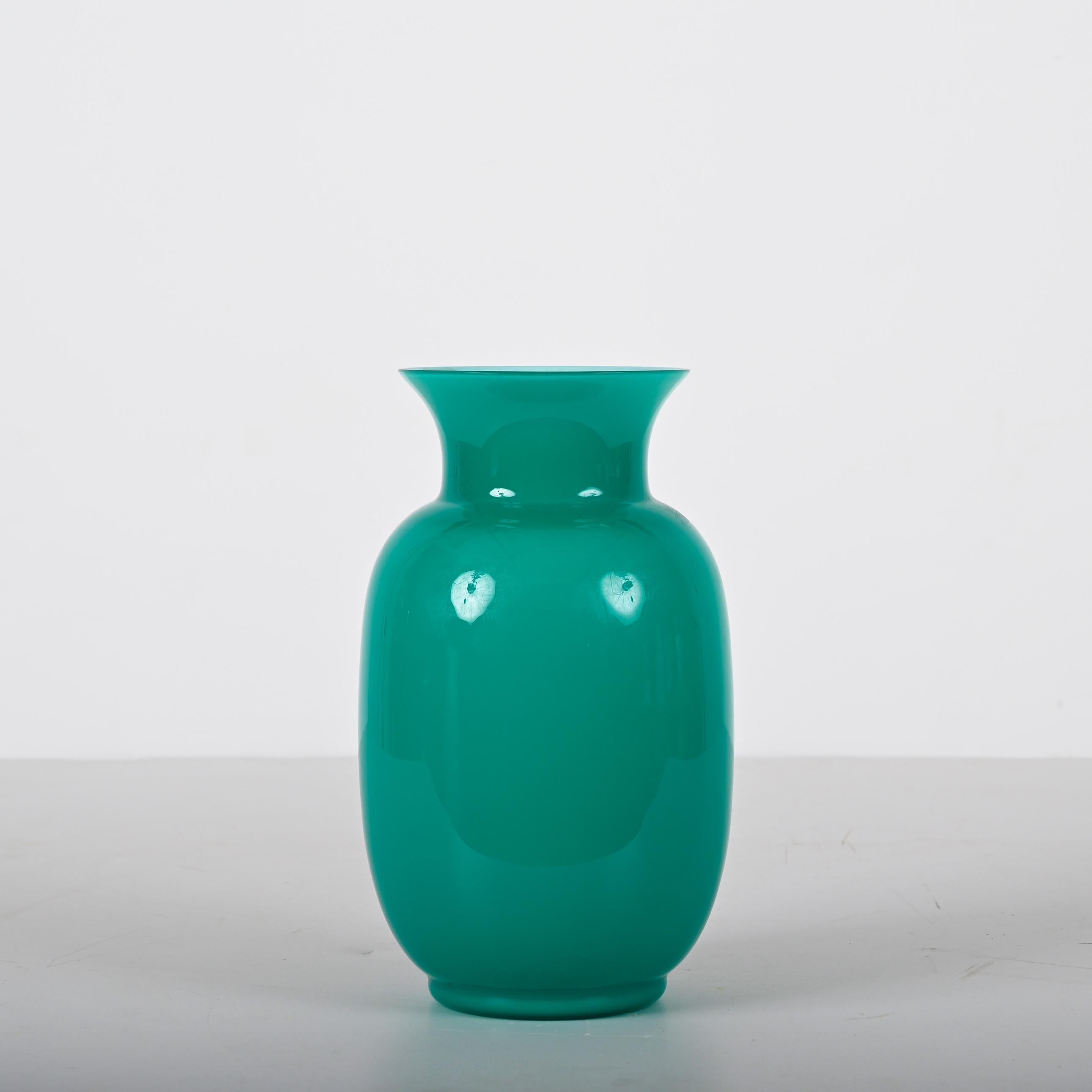 VeArt Midcentury Turquoise Blue Murano Glass Italian Vase for Venini, 1970s 6