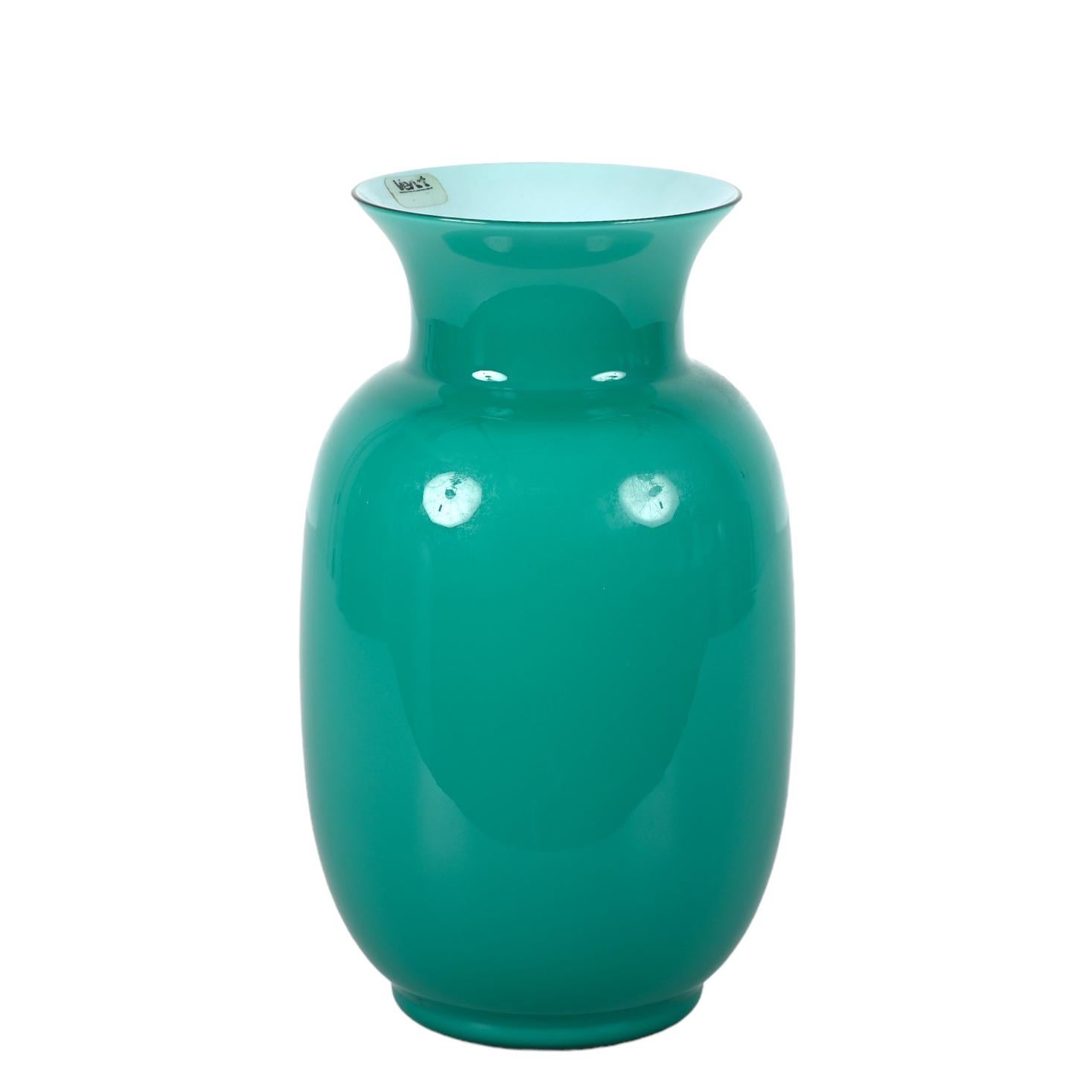 VeArt Midcentury Turquoise Blue Murano Glass Italian Vase for Venini, 1970s 7