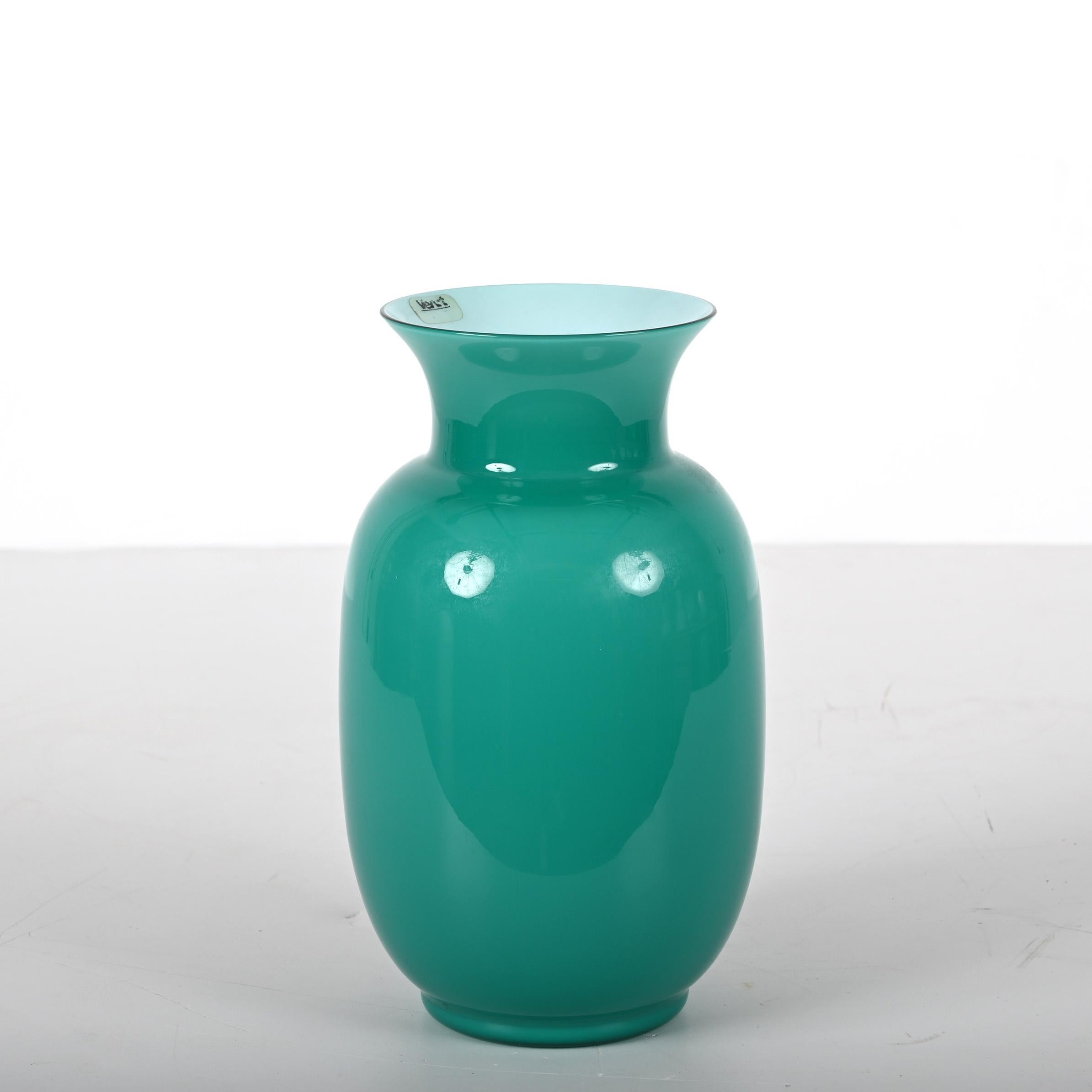 VeArt Midcentury Turquoise Blue Murano Glass Italian Vase for Venini, 1970s 8