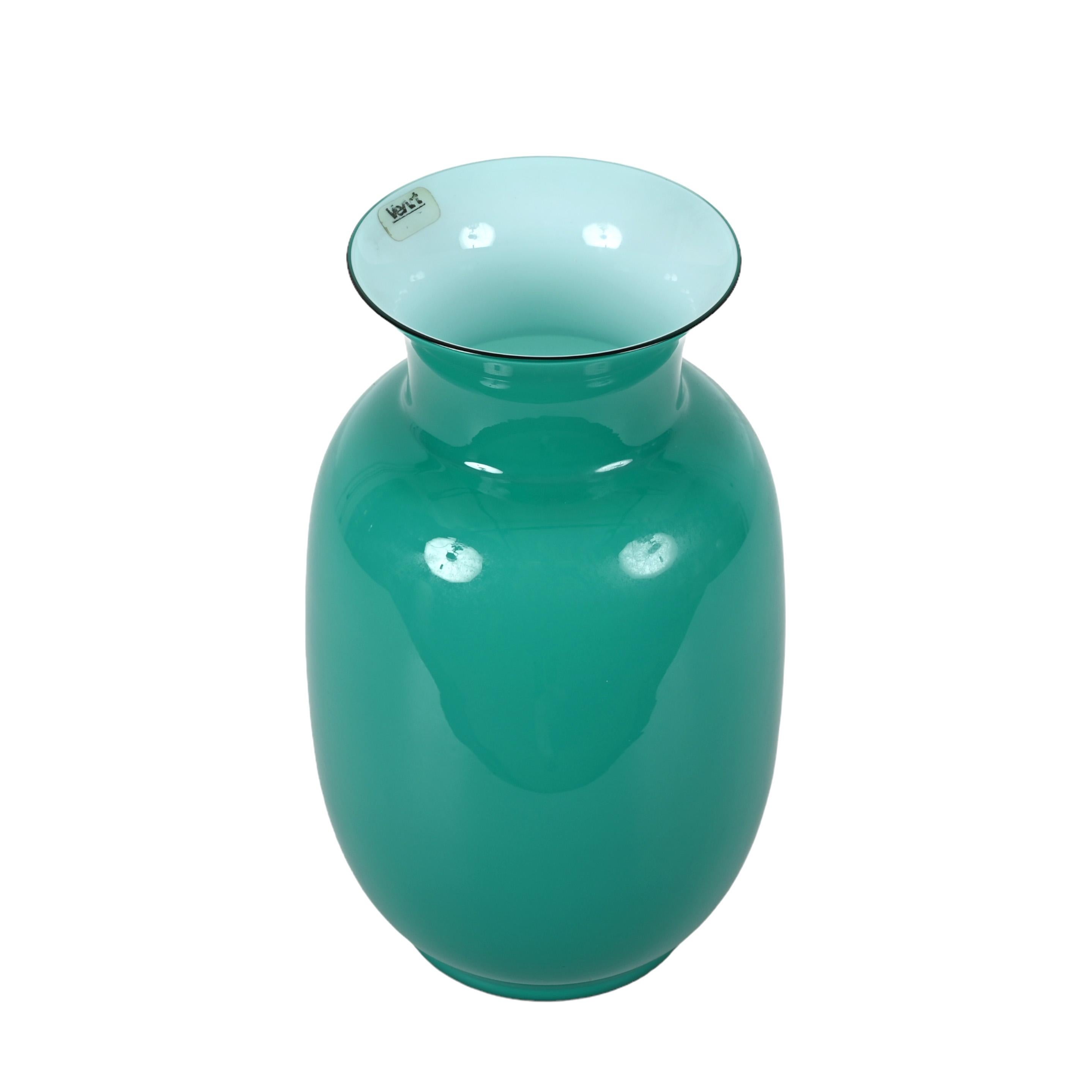 VeArt Midcentury Turquoise Blue Murano Glass Italian Vase for Venini, 1970s 9