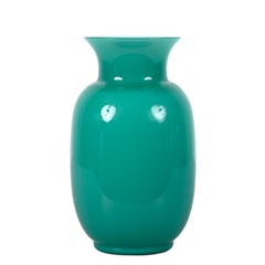 VeArt Midcentury Turquoise Blue Murano Glass Italian Vase for Venini, 1970s