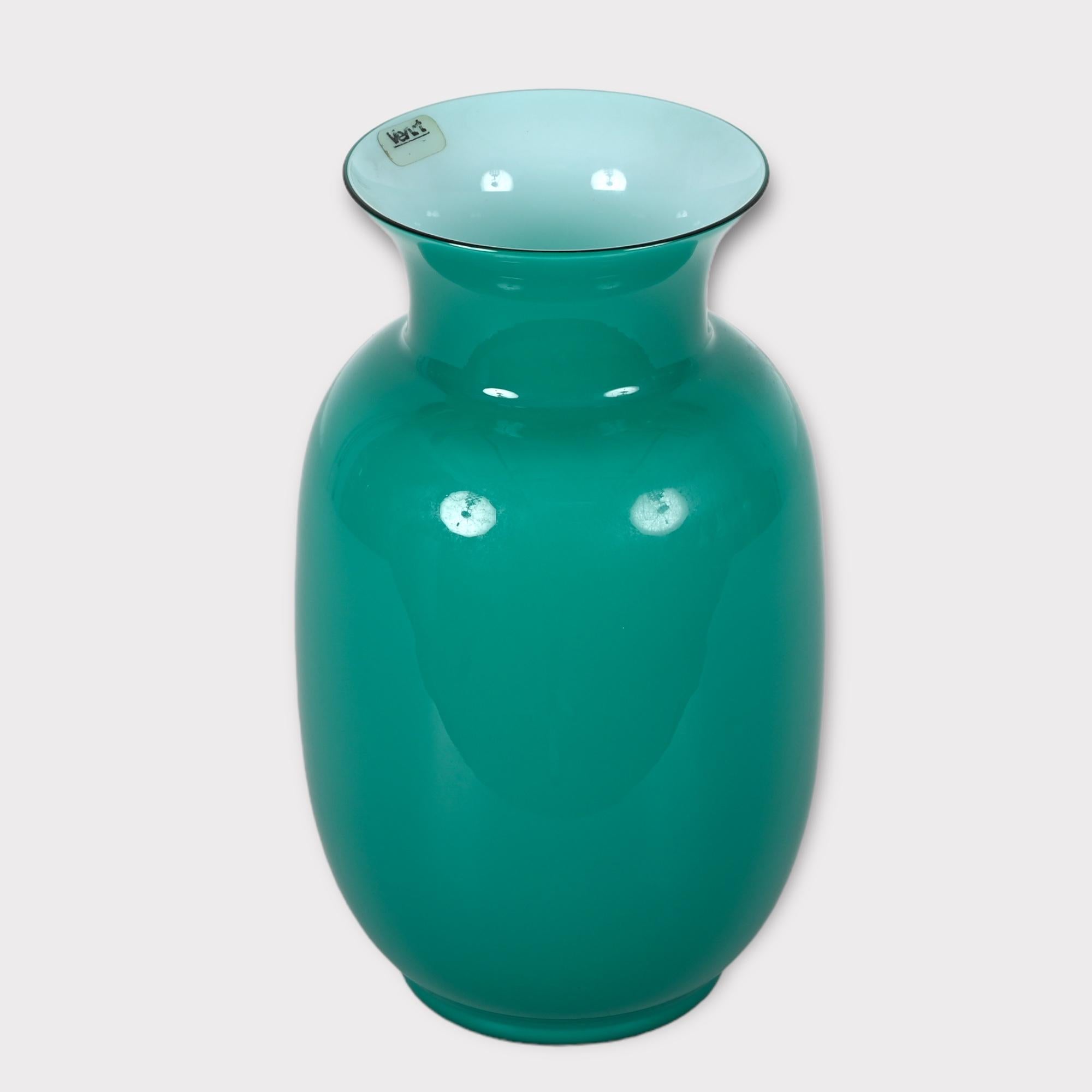 VeArt Midcentury Turquoise Blue Murano Glass Italian Vase for Venini, 1970s 1