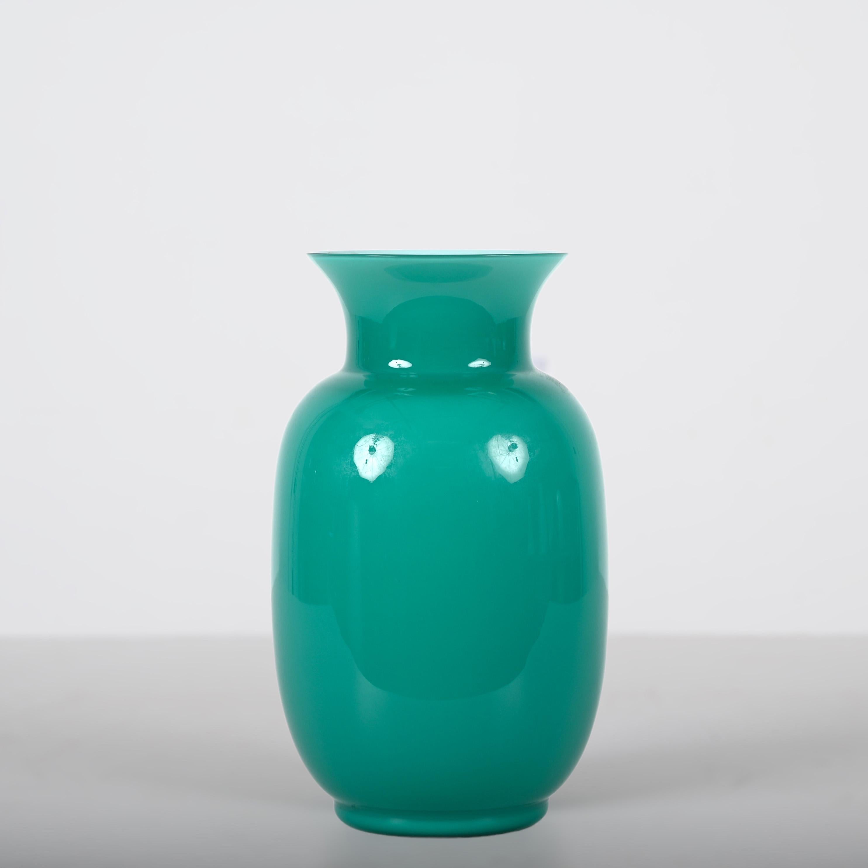 VeArt Midcentury Turquoise Blue Murano Glass Italian Vase for Venini, 1970s 5