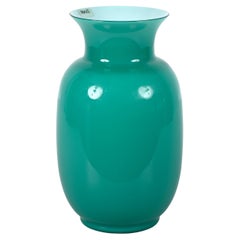 VeArt Midcentury Turquoise Blue Murano Glass Italian Vase for Venini, 1970s