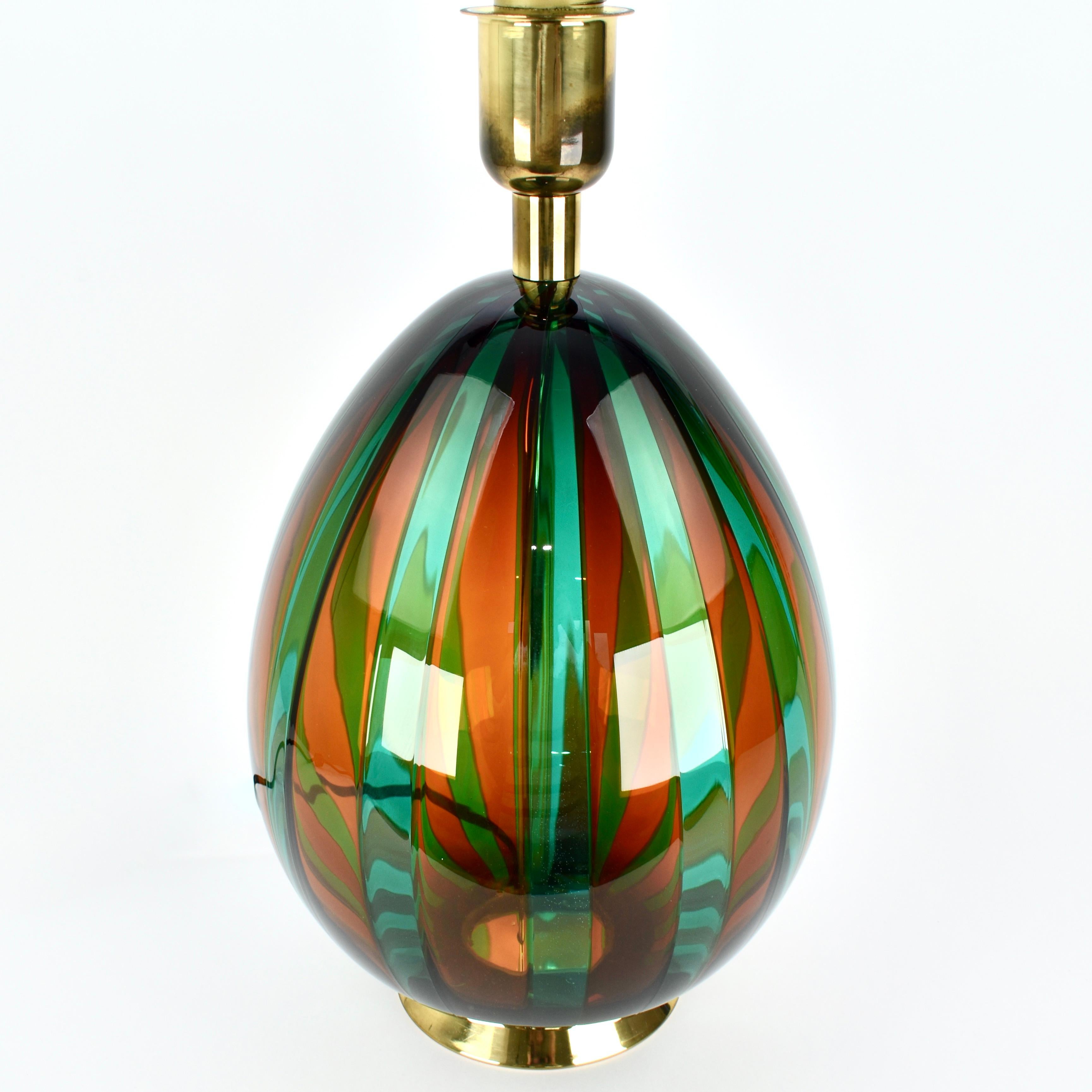 Late 20th Century VeArt Murano Vintage Glass Table Lamp For Sale