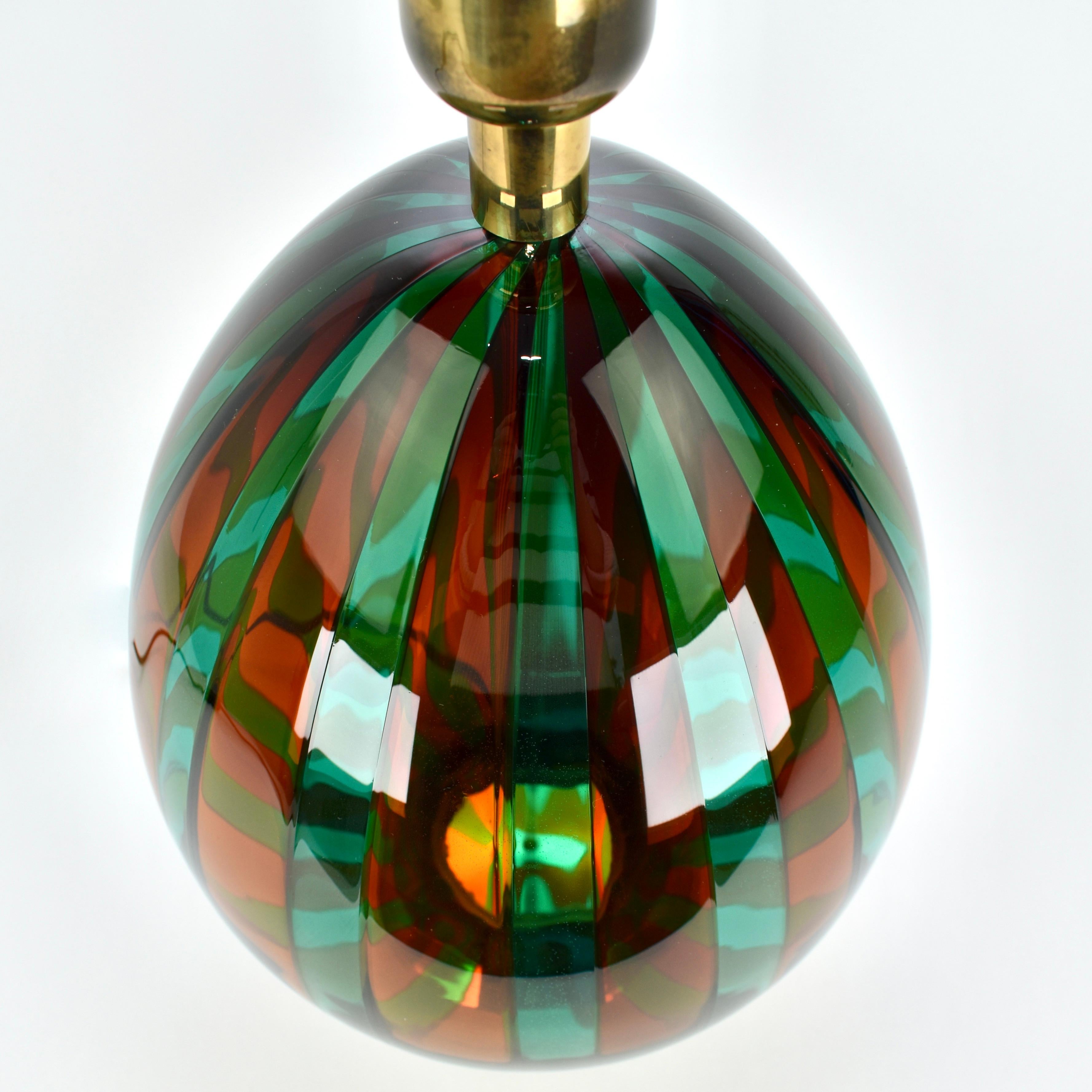 Brass VeArt Murano Vintage Glass Table Lamp For Sale