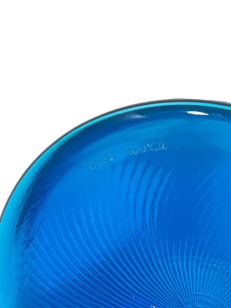 Art Glass VeArt Vetreria, Italian Blue Glass Decanter, 1980s For Sale