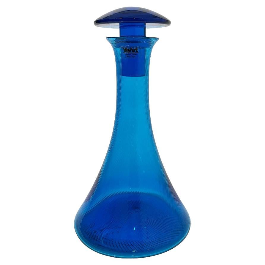 VeArt Vetreria, Italian Blue Glass Decanter, 1980s