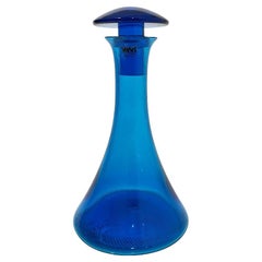 Vintage VeArt Vetreria, Italian Blue Glass Decanter, 1980s