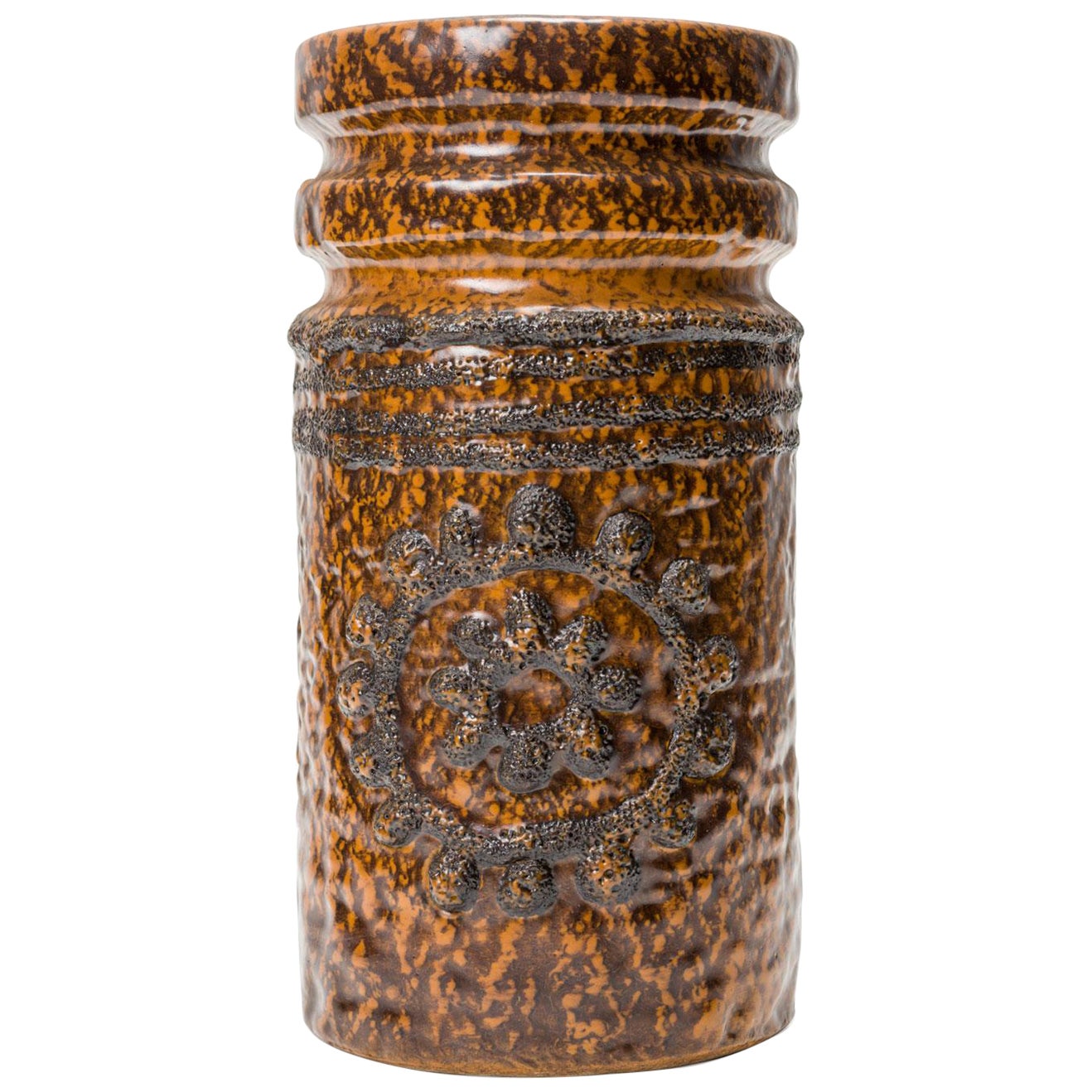 VEB Haldensleben Keramik German Mid-Century Circle Design Glazed Ceramic Vase