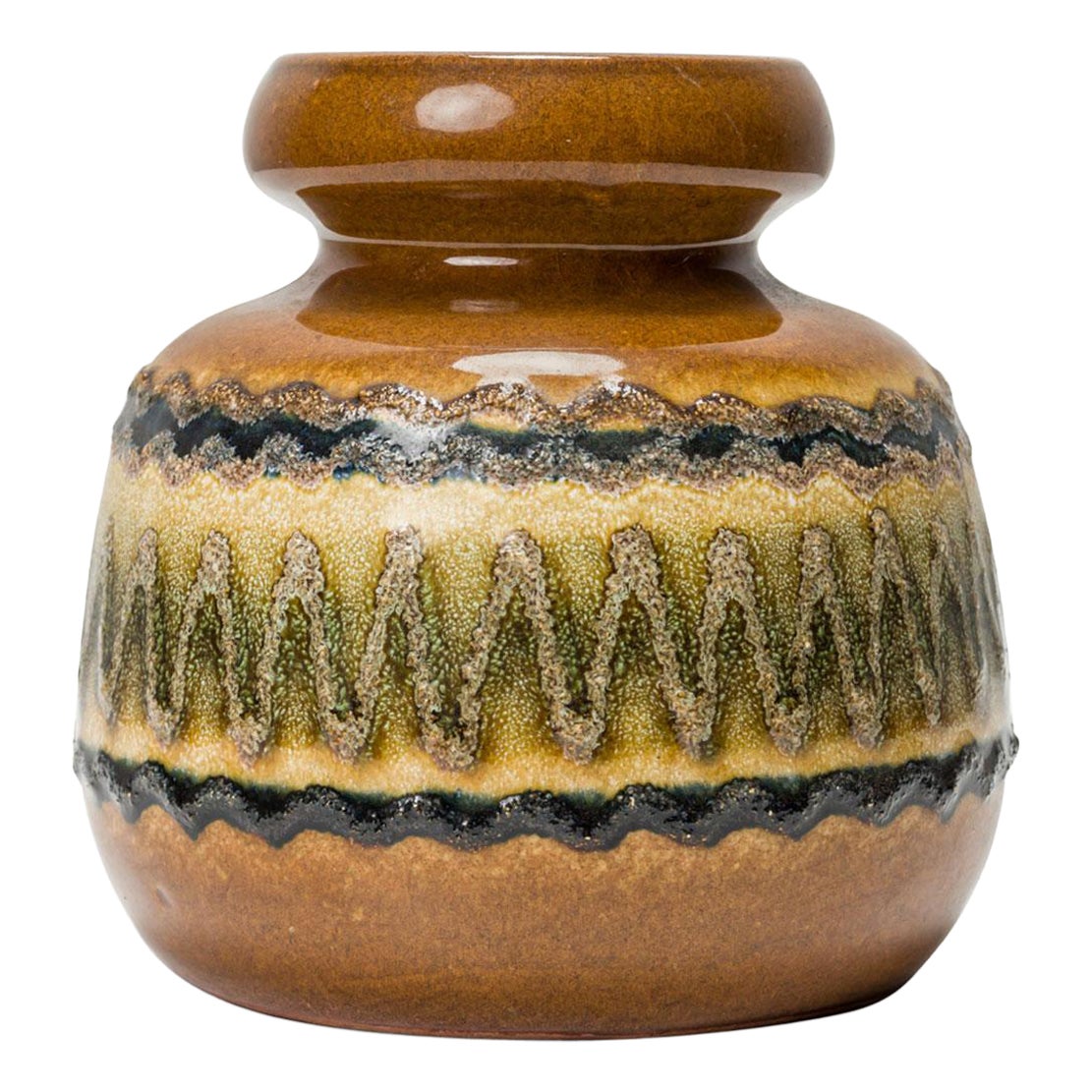 VEB Haldensleben Keramik German Mid-Century Geometric Banded Ceramic Vase