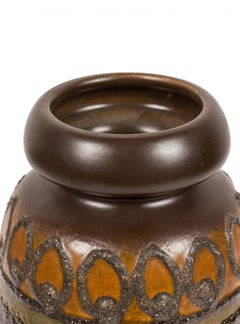 VEB Haldensleben Keramik German Mid-Century Raised Banded Design and Glazed Vase