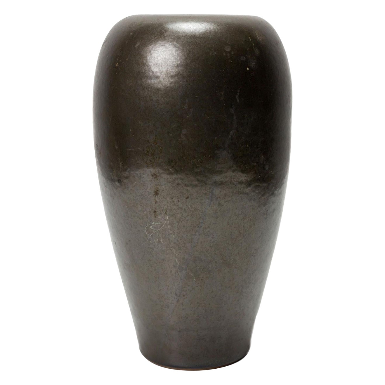 VEB KKF German Mid-Century Dark Gray Metallic Glazed Ceramic Vase