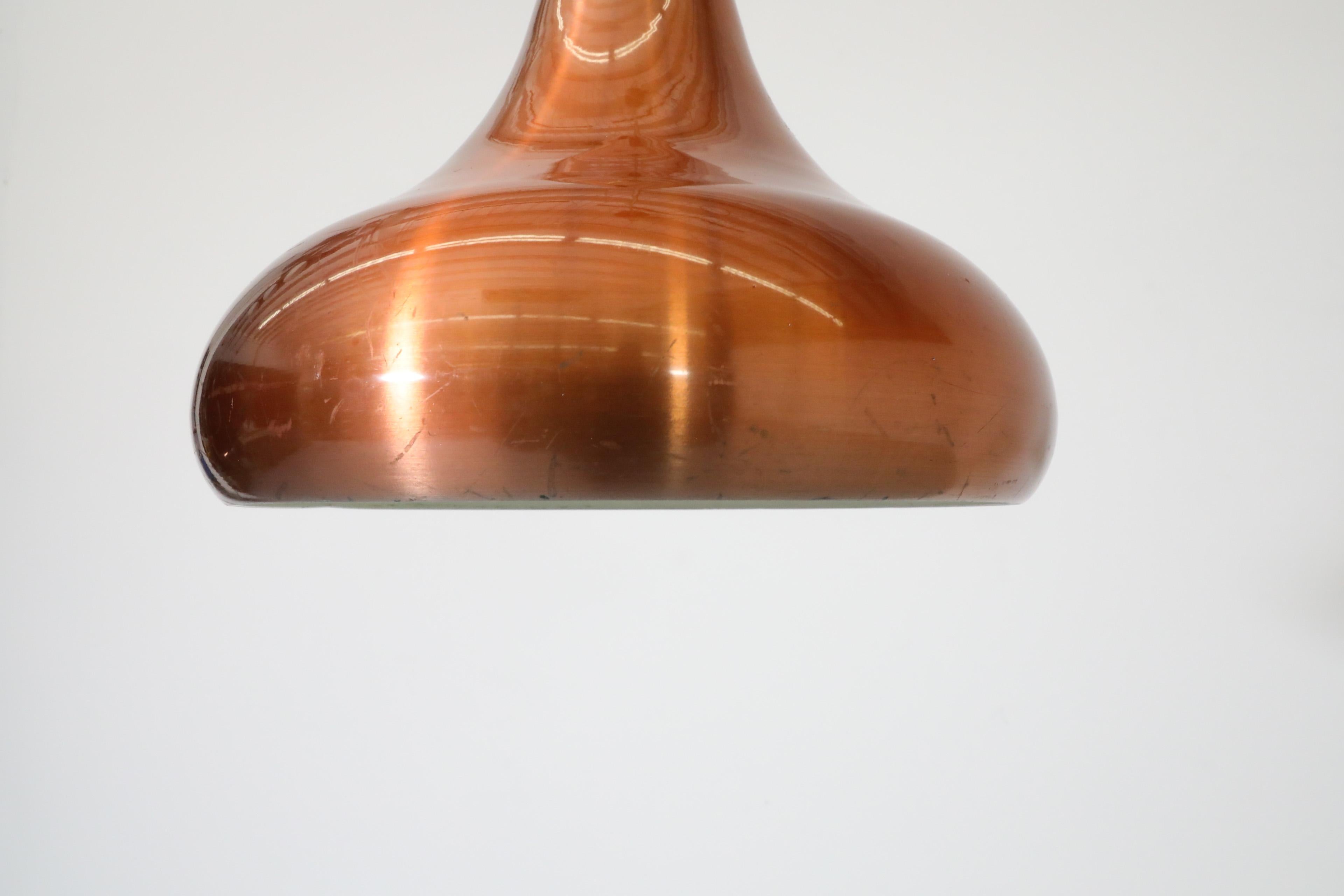 1970s, East German, VEB Leuchtenbau Produced Copper Drop Pendant 1