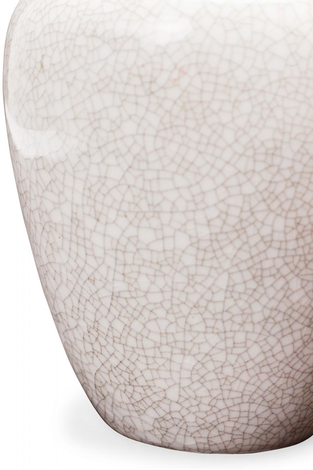 VEB Lichte German Mid-Century White Crackle Glazed Ceramic Vase In condizioni buone in vendita a Queens, NY