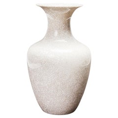 VEB Lichte German Mid-Century White Crackle Glazed Ceramic Vase