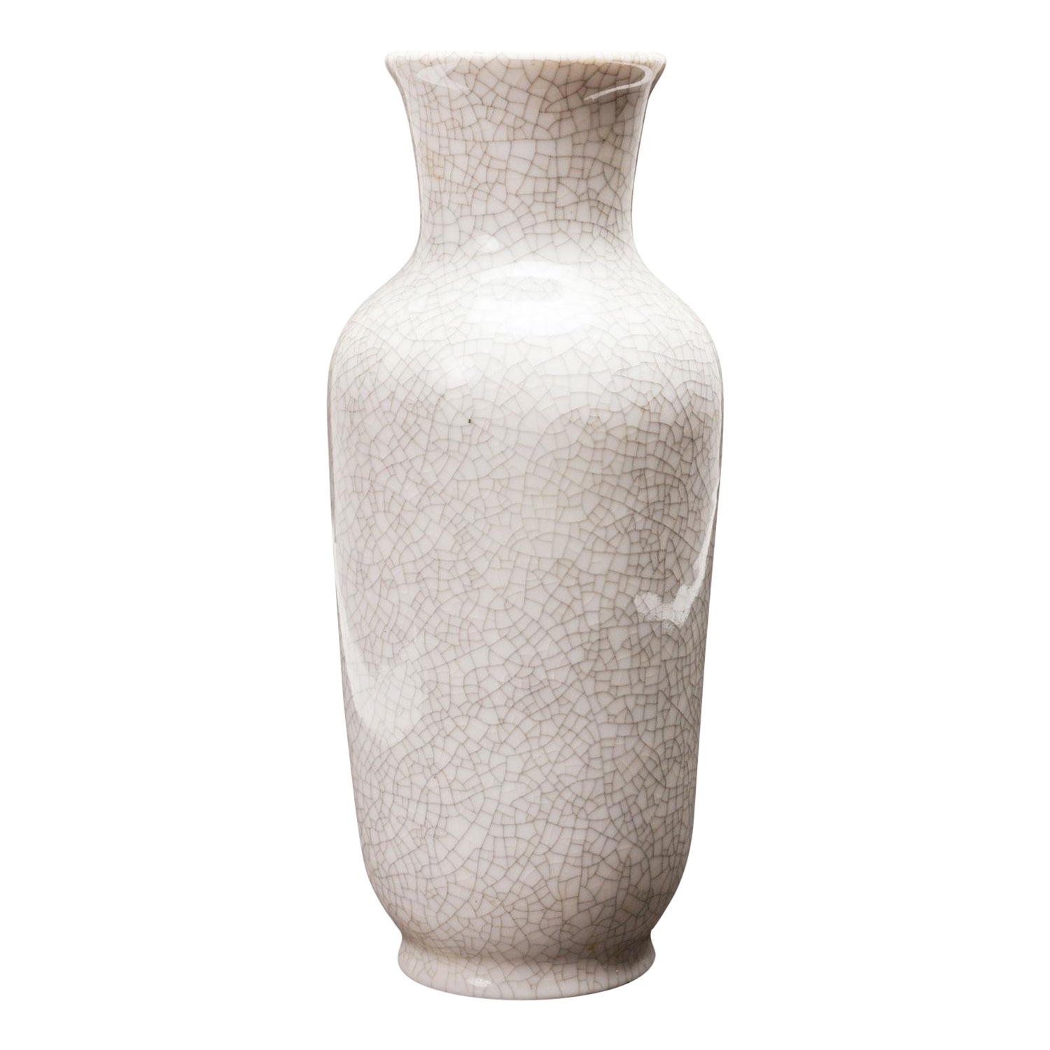 VEB Lichte German Mid-Century White Crackle Glazed Ceramic Vase