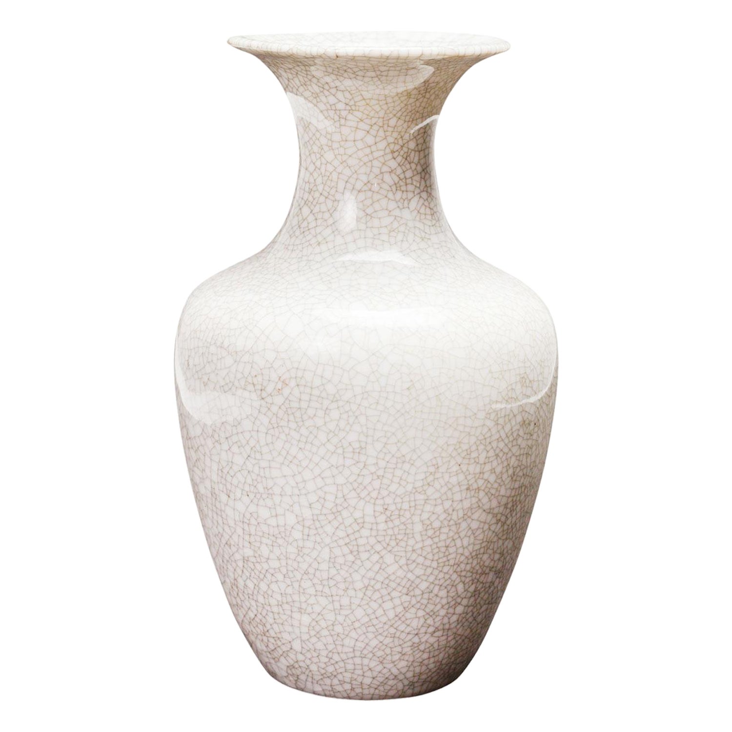 VEB Lichte German Mid-Century White Crackle Glazed Ceramic Vase
