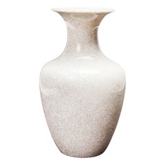 VEB Lichte German Mid-Century White Crackle Glazed Ceramic Vase