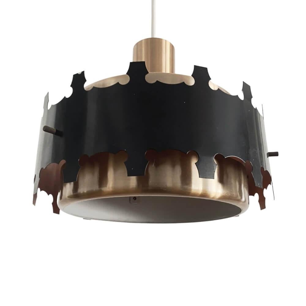Mid-Century Modern VEB Metalldrucker Halle - Black Metal Ceiling Lamp - 1970 - For Sale