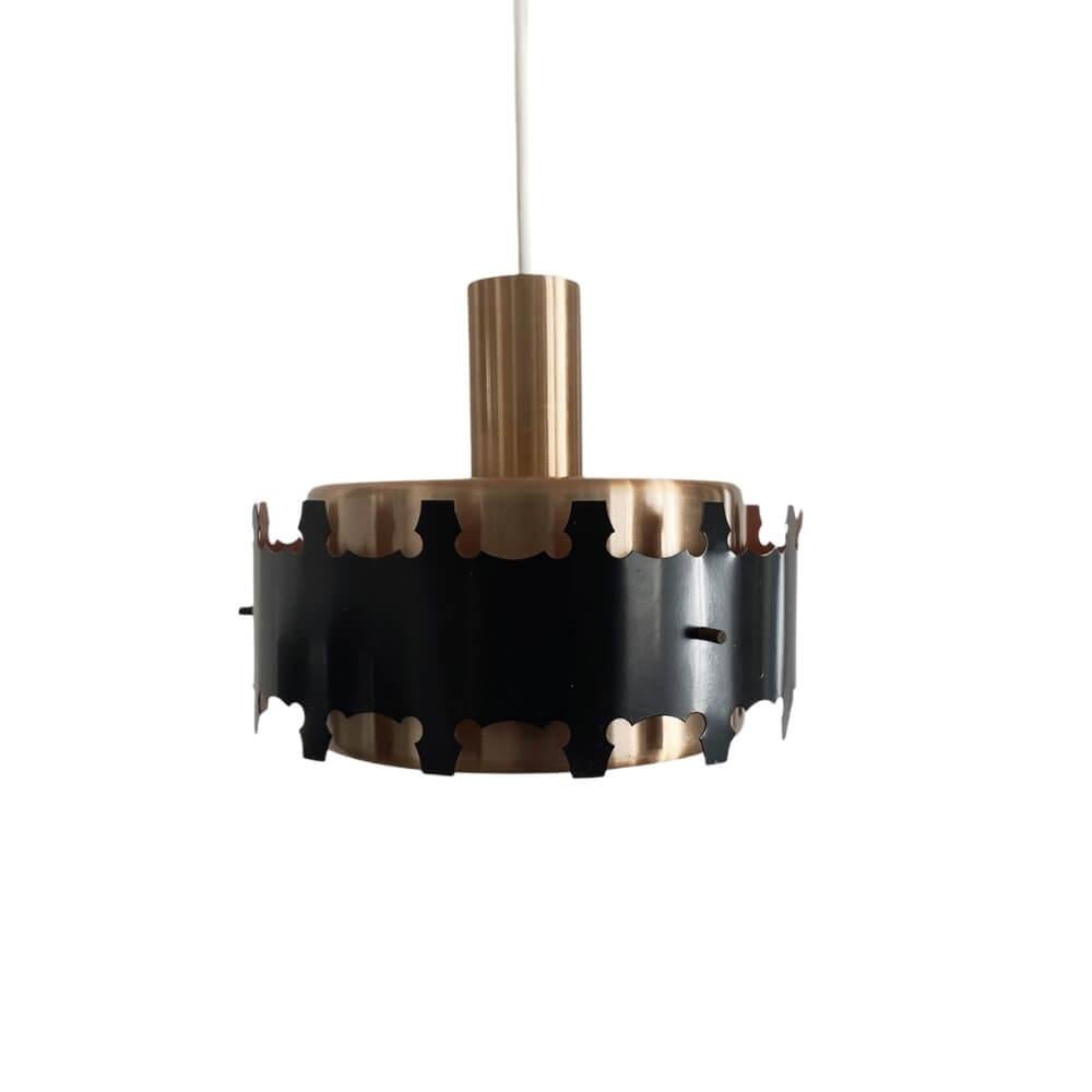 VEB Metalldrucker Halle - Black Metal Ceiling Lamp - 1970 - In Good Condition For Sale In Budapest, HU