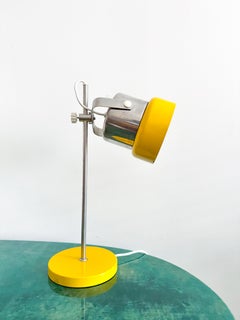 VEB Narva Adjustable Desk Lamp, East Germany, Yellow Chrome 1970s