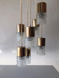VEB Narva Brass and Bubble Glass Cascade Ceiling Lamp, East-Germany, 1970s