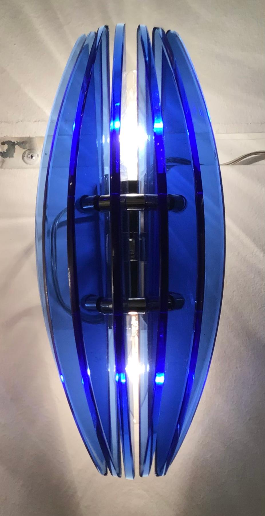 Veca Blu Applique in vetro metallo cromato, 1955, Italia in vendita 1