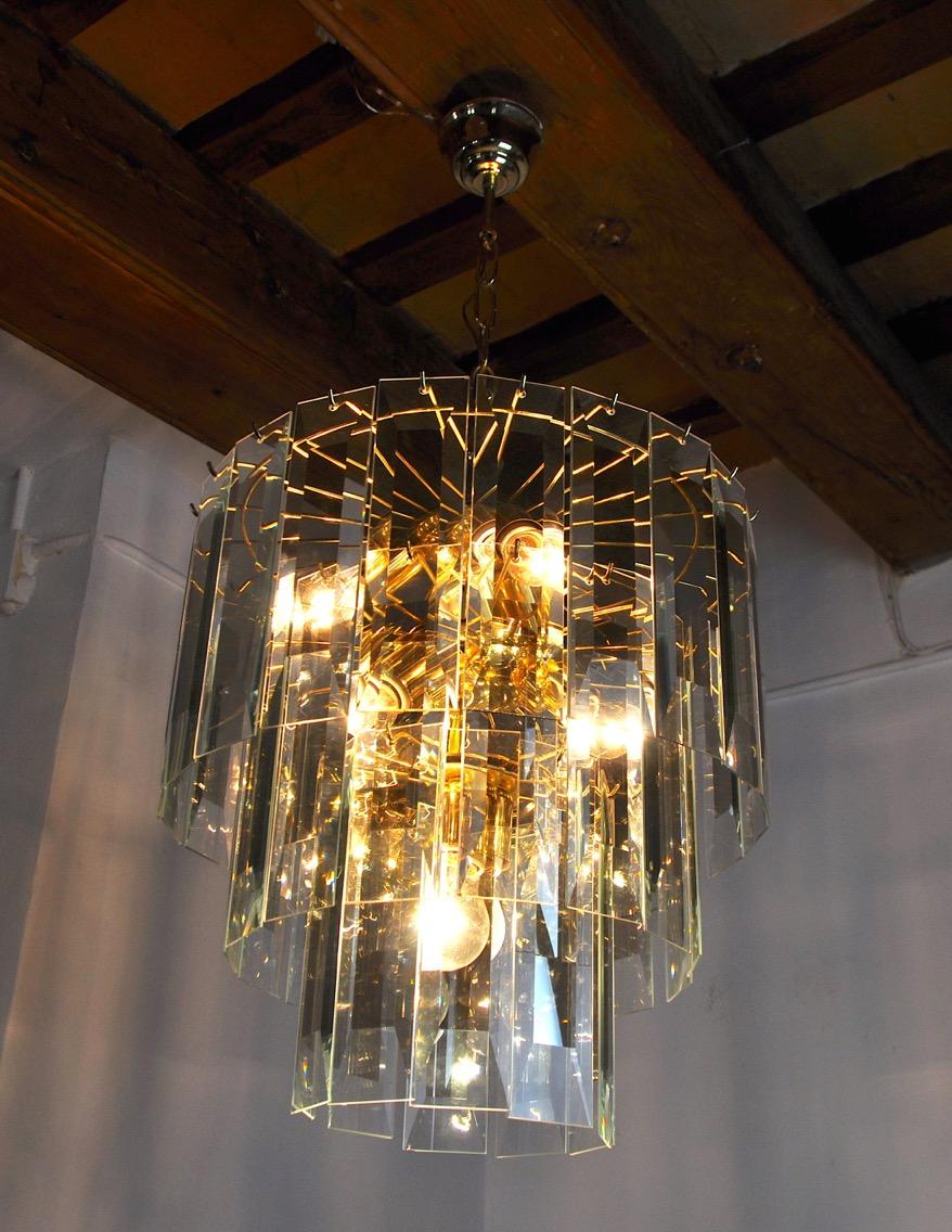 Late 20th Century Veca chandelier, 3 levels, Italy, 1970s For Sale