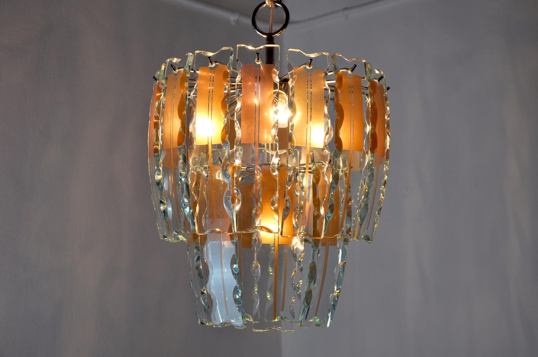 Veca Chandelier, Murano Glass, Italy 1970 In Good Condition For Sale In BARCELONA, ES