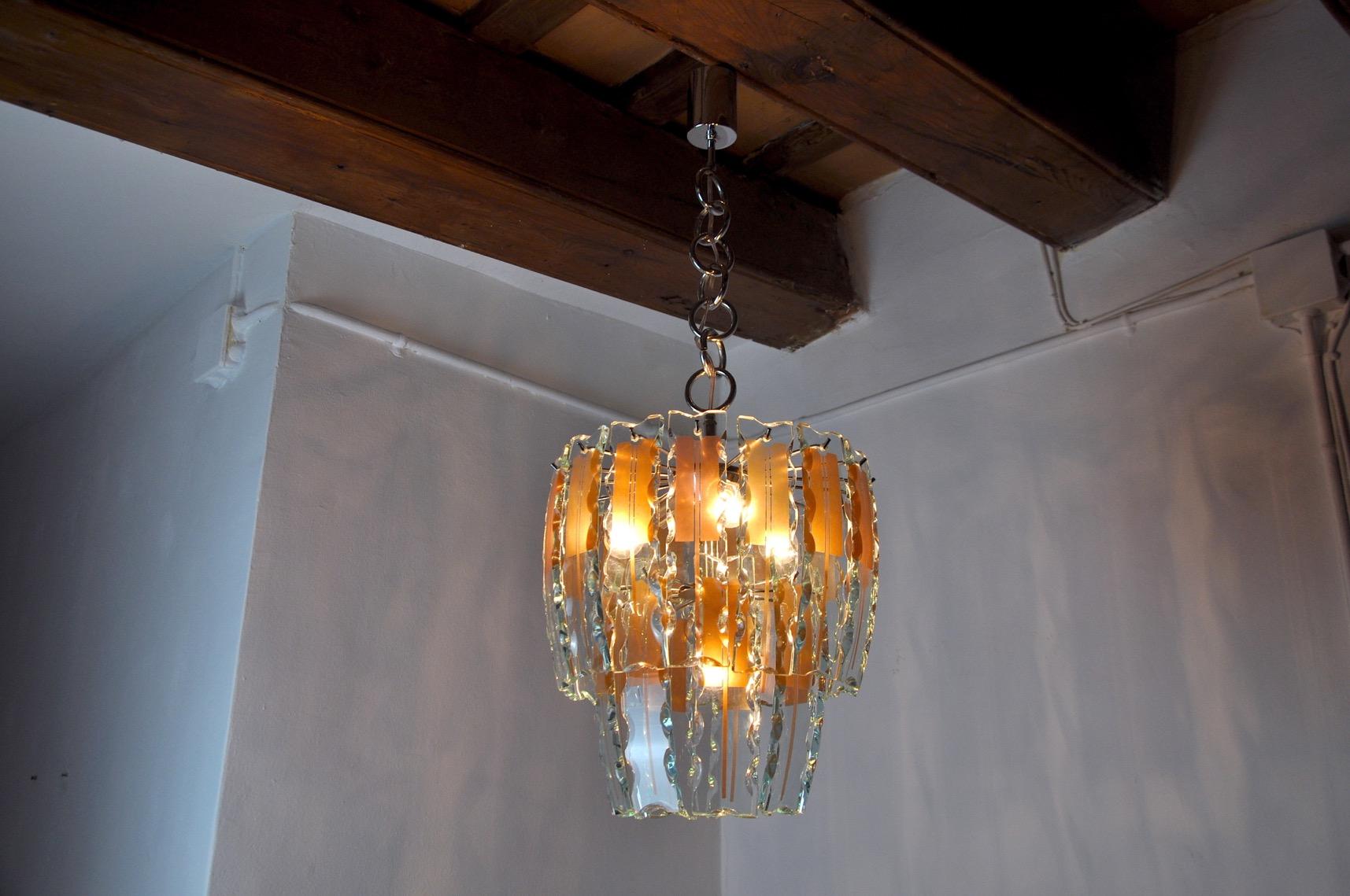 Late 20th Century Veca Chandelier, Murano Glass, Italy 1970 For Sale