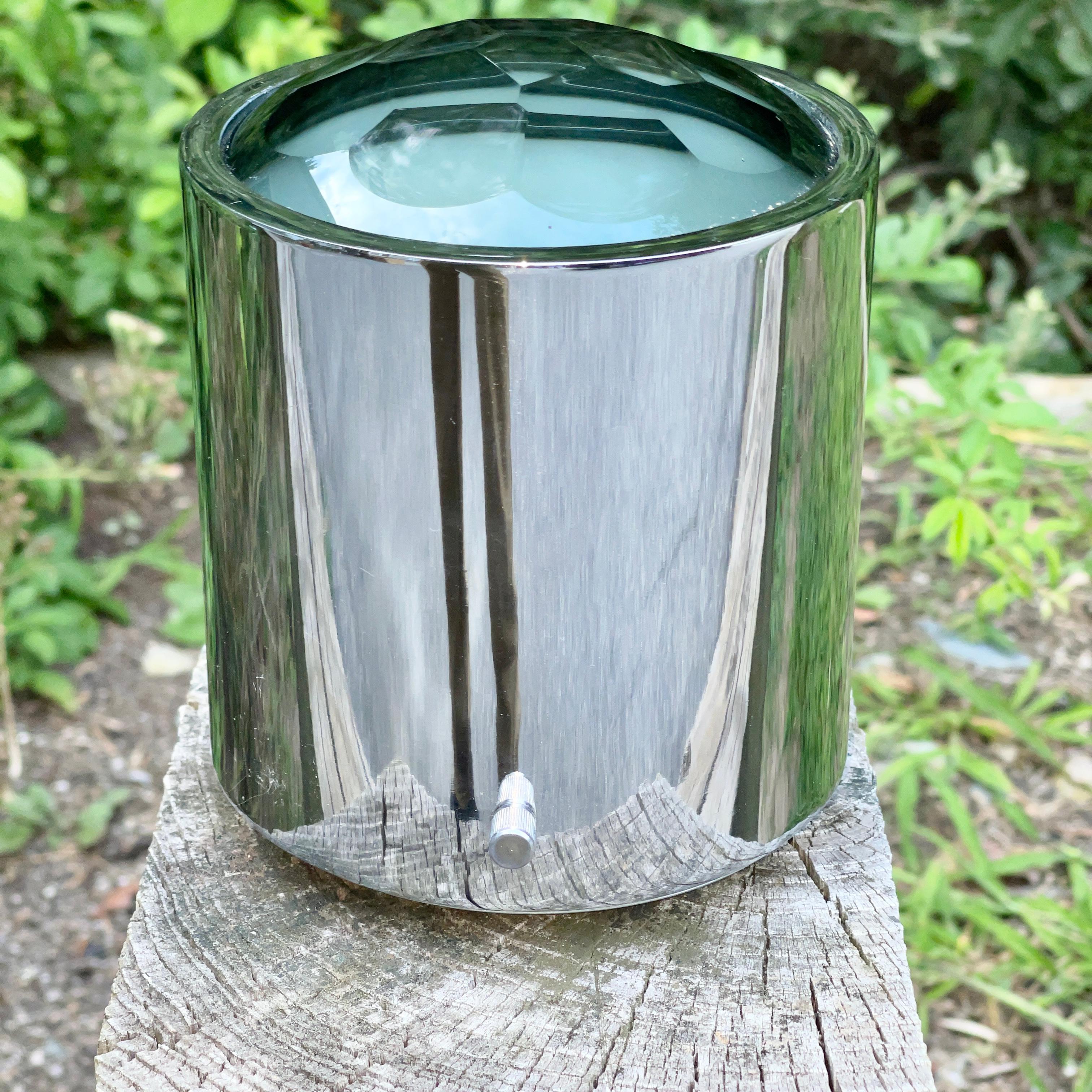 Mid-Century Modern Veca Chiseled Glass and Chrome Can Light For Sale