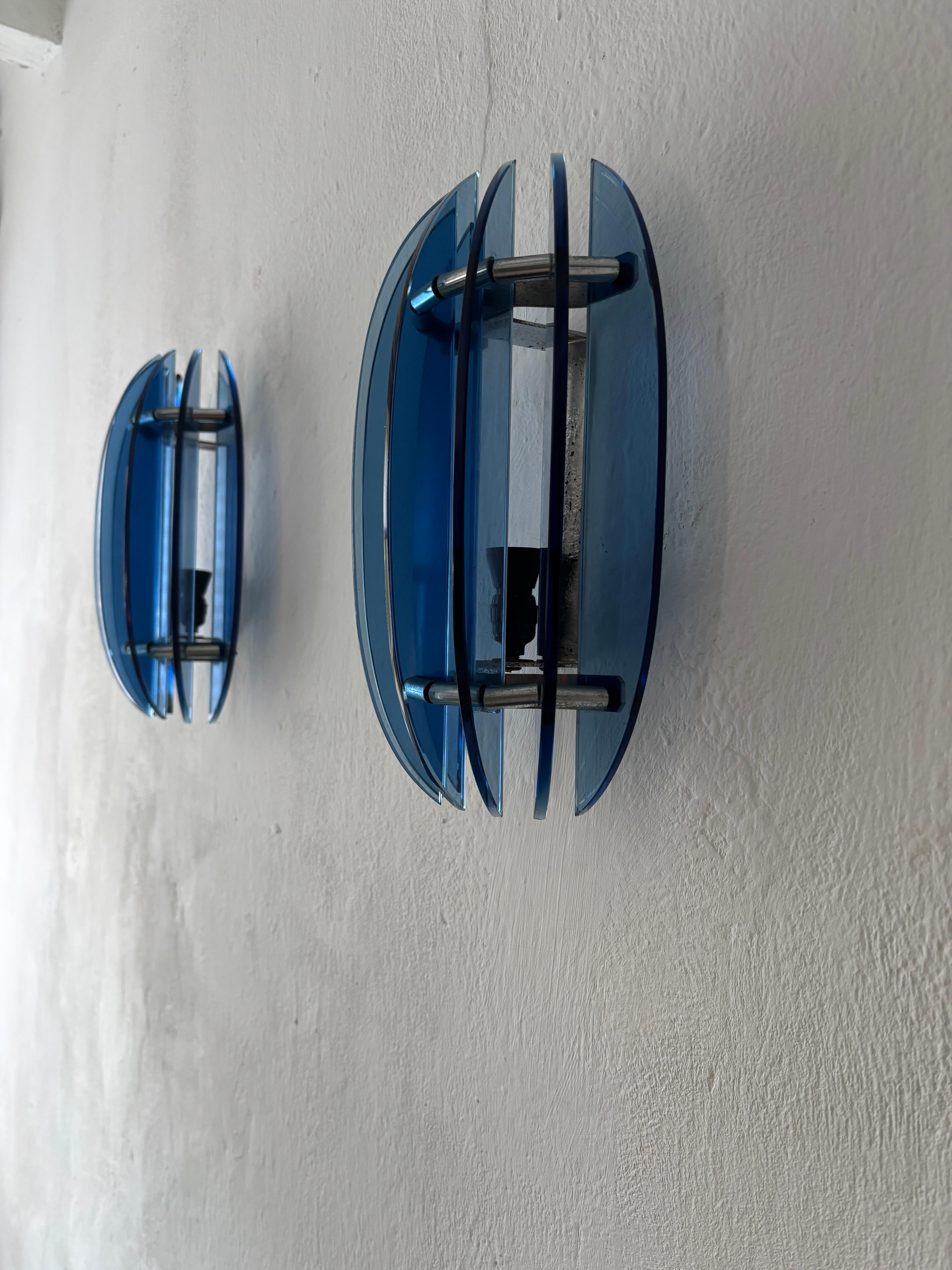 Apliques de Murano Veca Azul Cobalto de mediados de siglo Estilo de Fontana Arte, c 1960 Moderno de mediados de siglo en venta