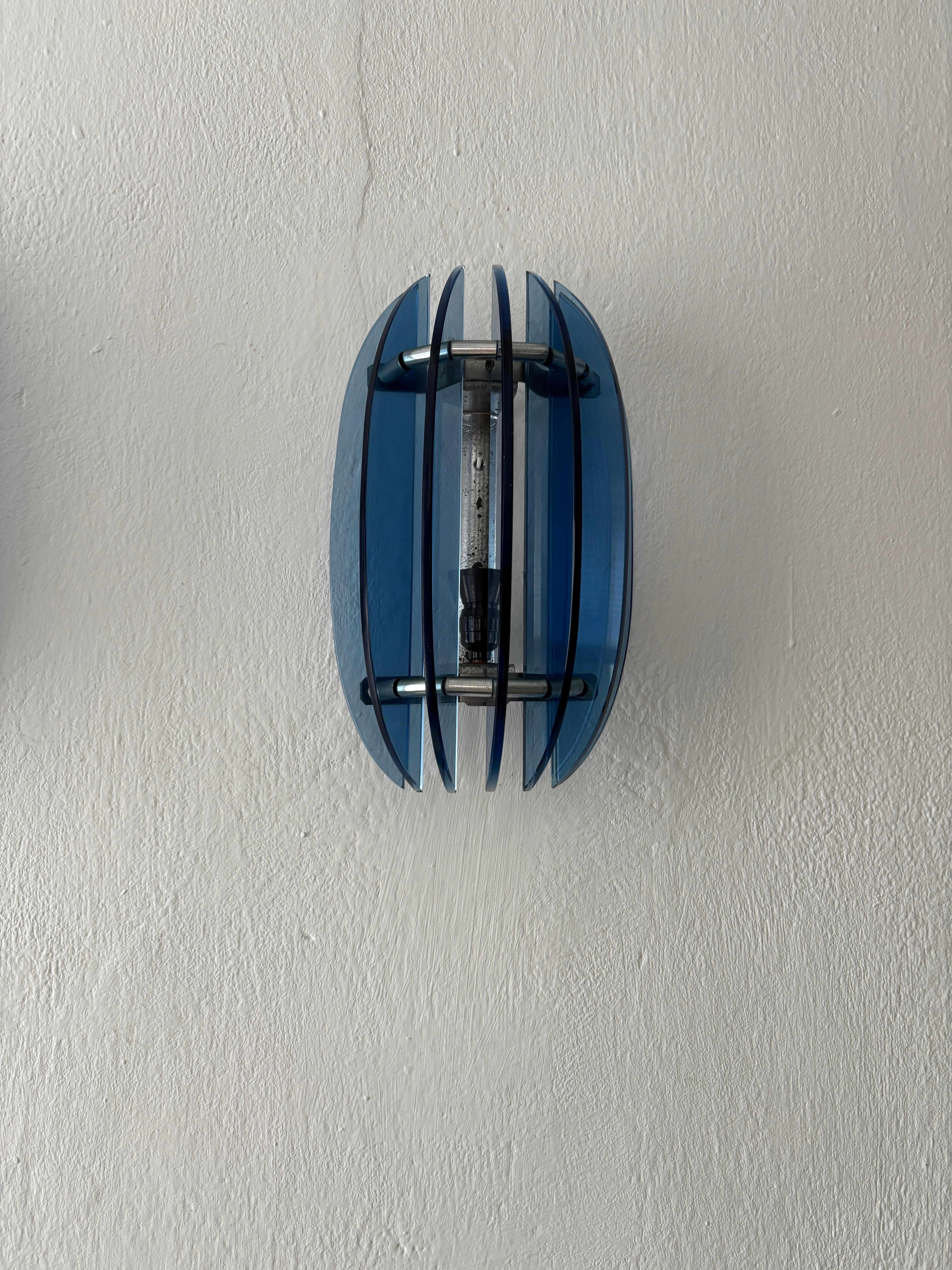 Apliques de Murano Veca Azul Cobalto de mediados de siglo Estilo de Fontana Arte, c 1960 en Bueno estado para la venta en Firenze, Toscana