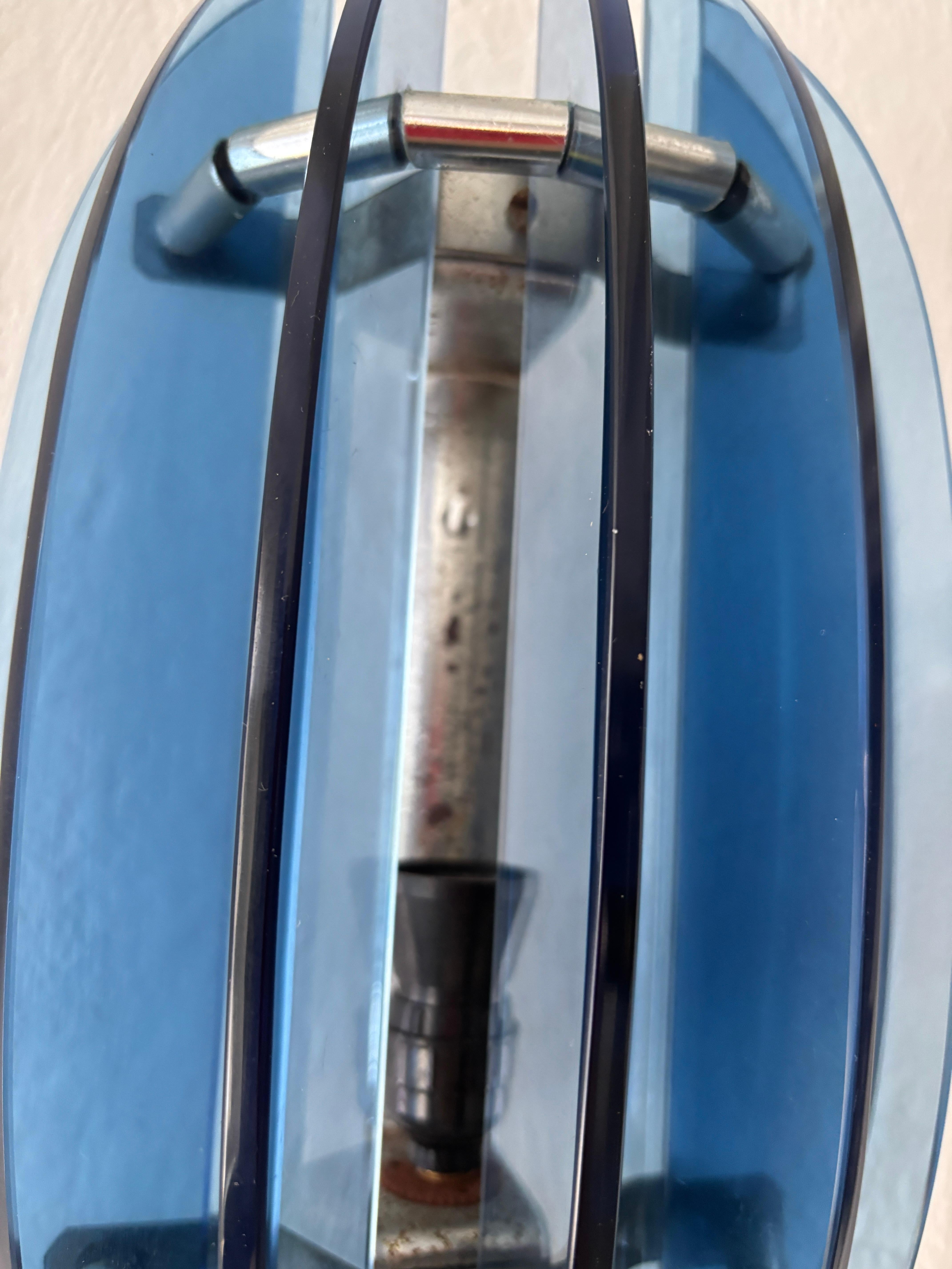 Apliques de Murano Veca Azul Cobalto de mediados de siglo Estilo de Fontana Arte, c 1960 en venta 1
