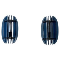Veca Cobalt Blue Murano Mid century Sconces Style of Fontana Arte, c 1960