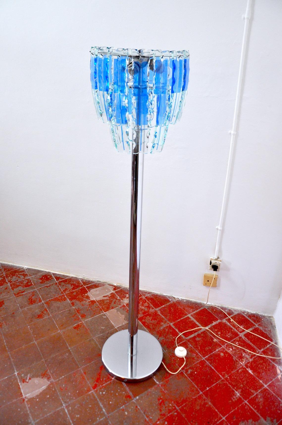 Italian Veca Floor Lamp in Murano Glass Italy 1970