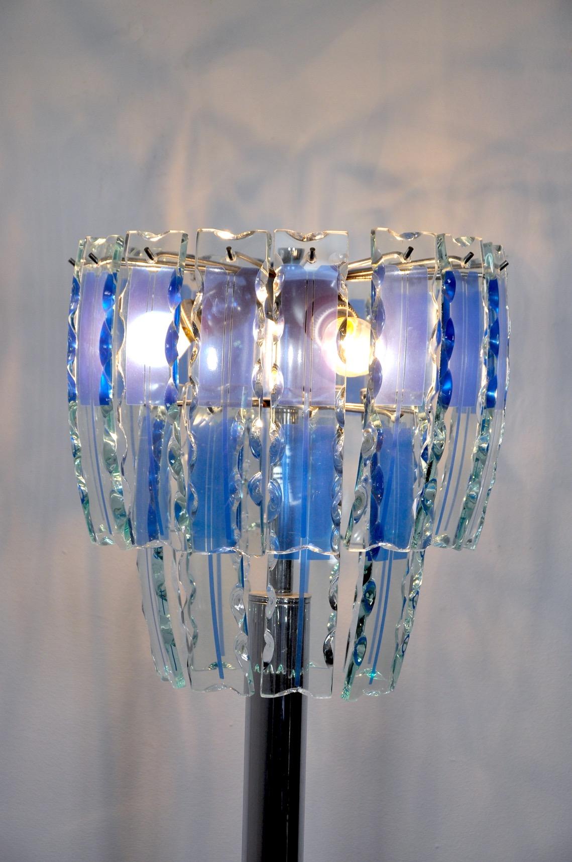 Crystal Veca Floor Lamp in Murano Glass Italy 1970